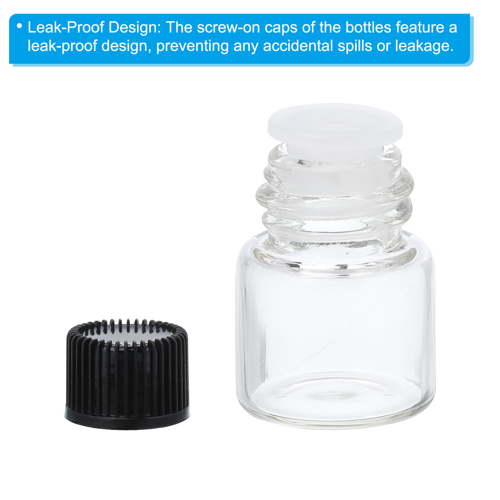 1ml Essential Oil Bottles 50 Pack Clear Glass Bottles Sample Vial Style 1, Black