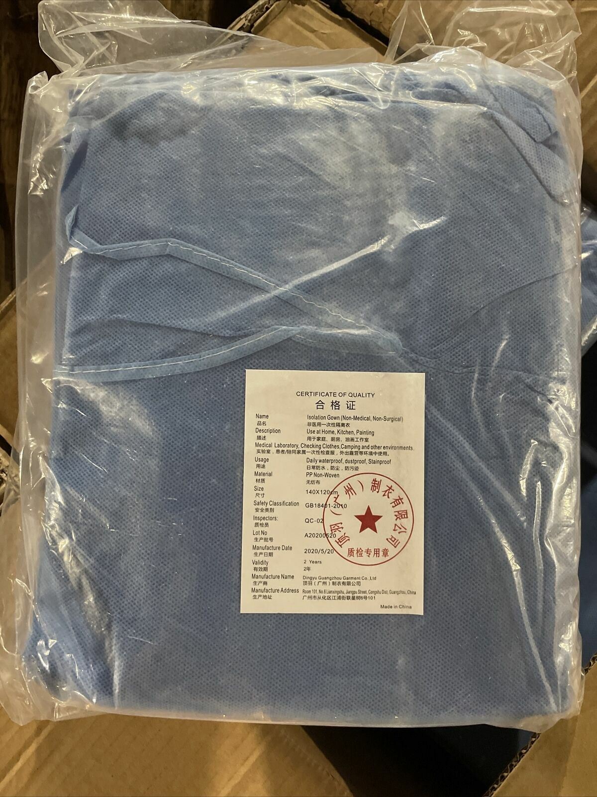 100 Isolation Gowns Blue (Non Medical) Universal Size PP NonWoven Faveic