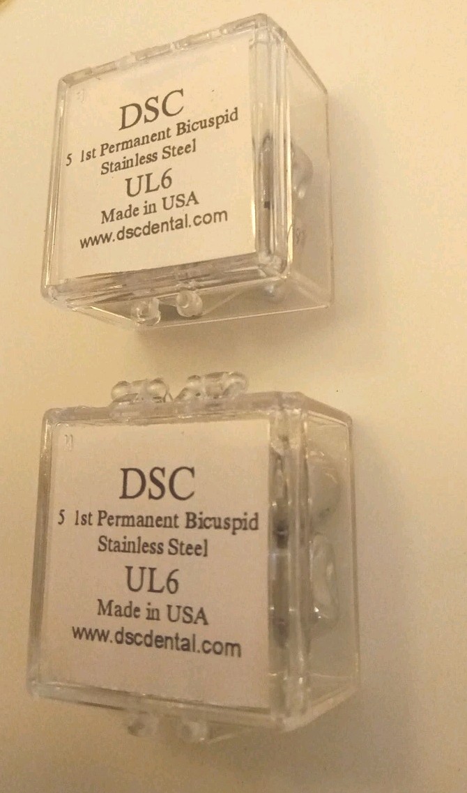 DSC Dental 1st Permanent Bicuspid Stainless Steel 5/Pk x 2 SIZE UL6 USA (10)