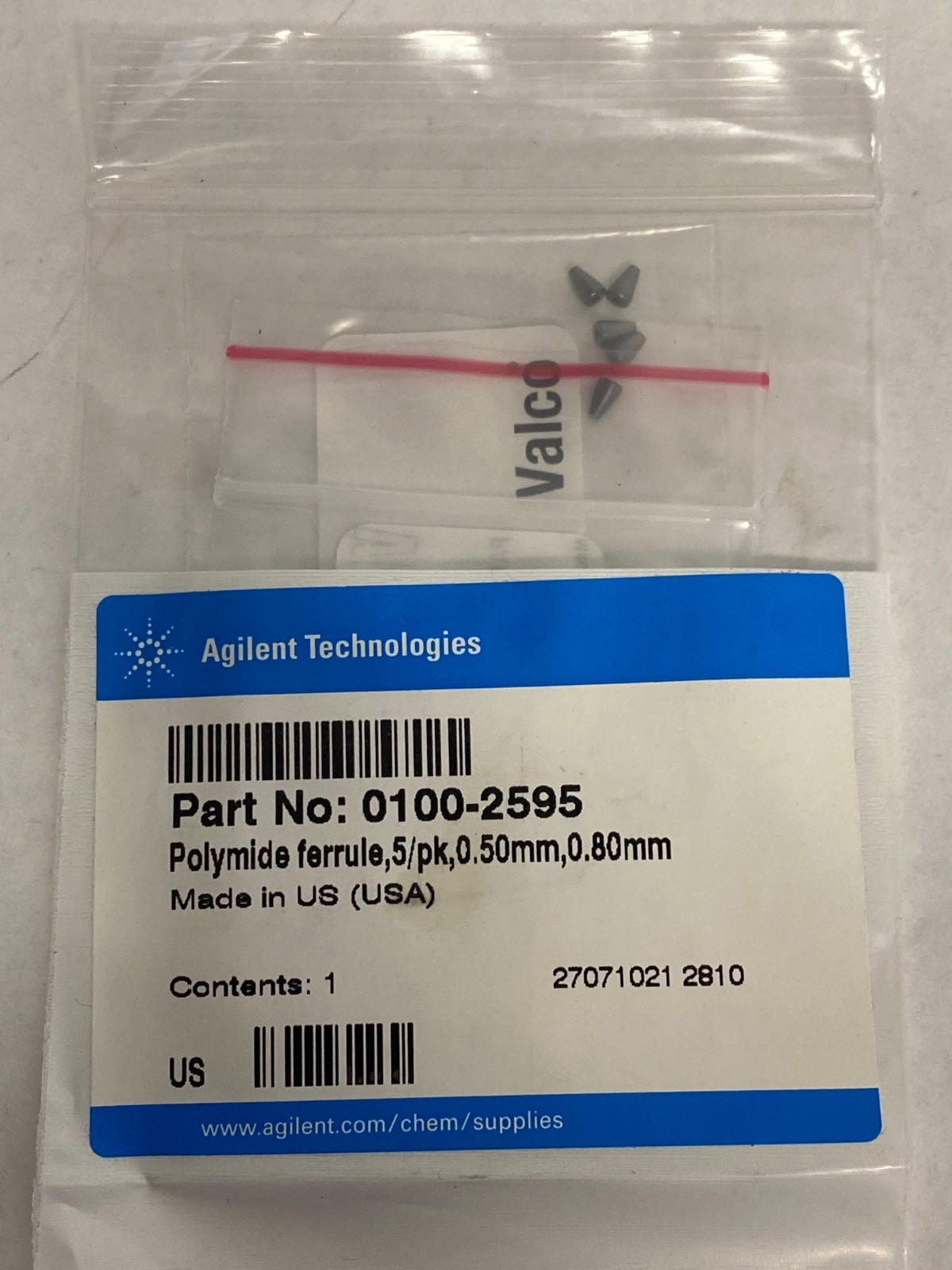Lot of AGILENT Chromatography Capillary Nuts, Hex Nuts Nylon Plug, Ferrules