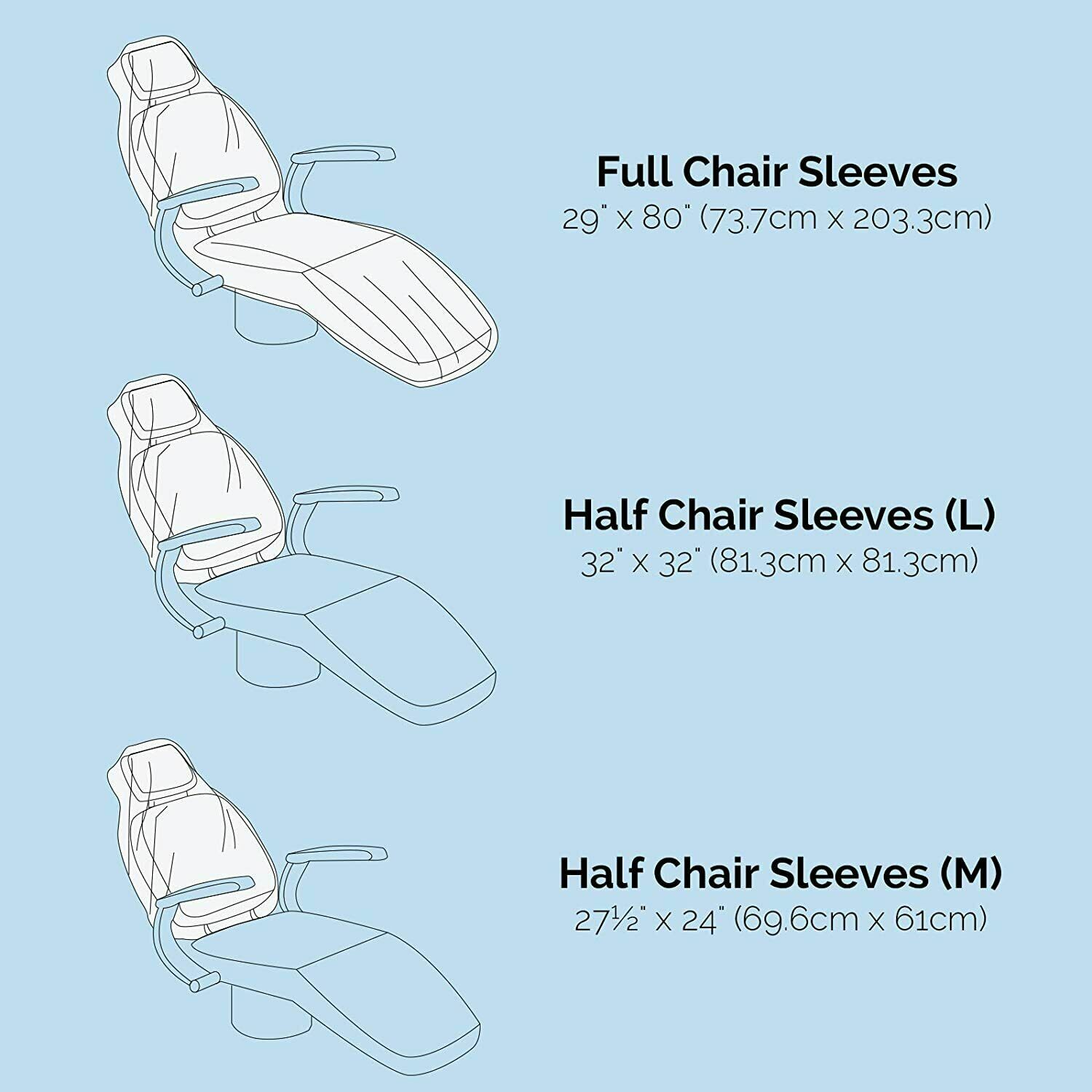 600PCS Dental Half Chair Sleeves Cover Size Disposable Clear Protector 32″ x 32″