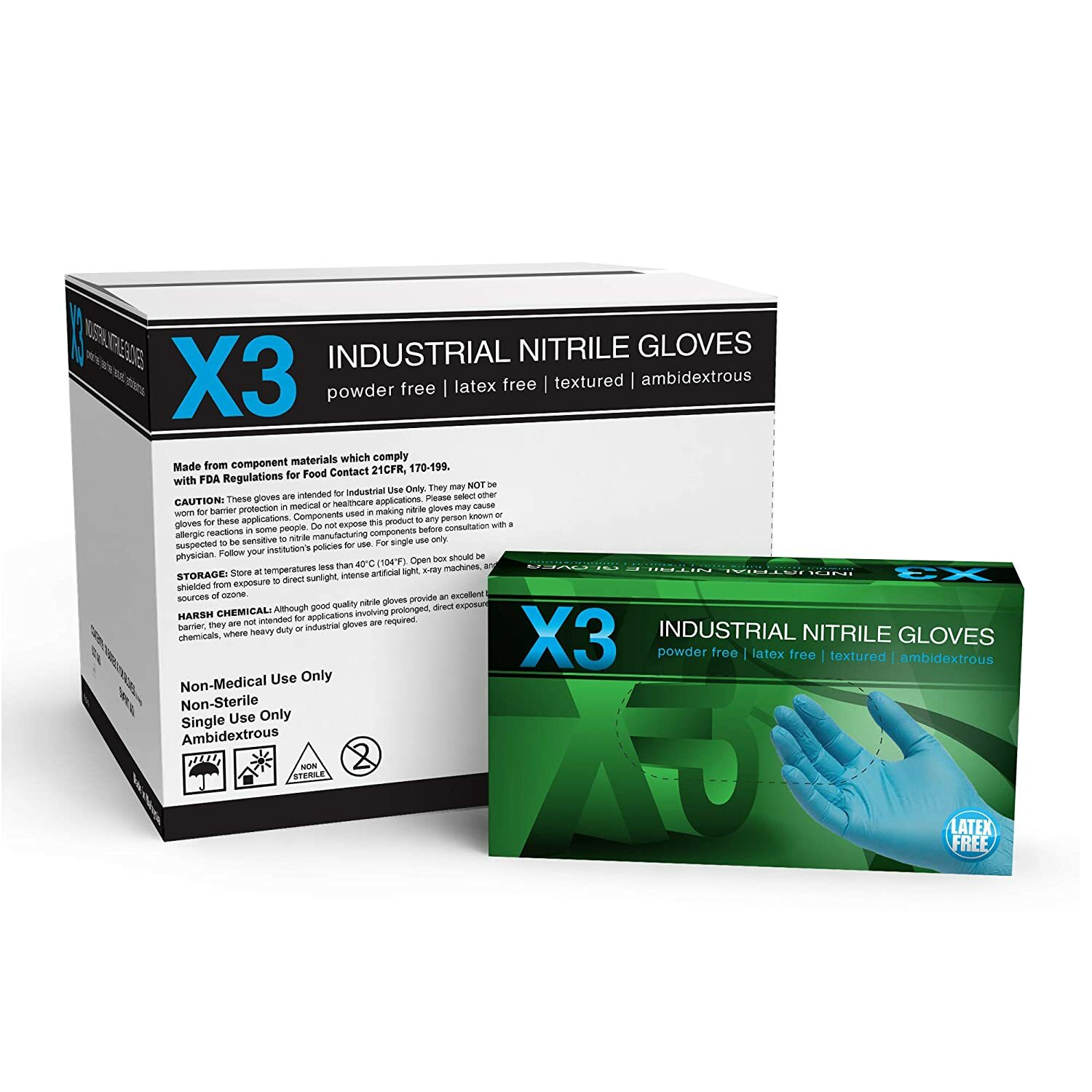 X3 Industrial Nitrile Gloves- Small 100/Count