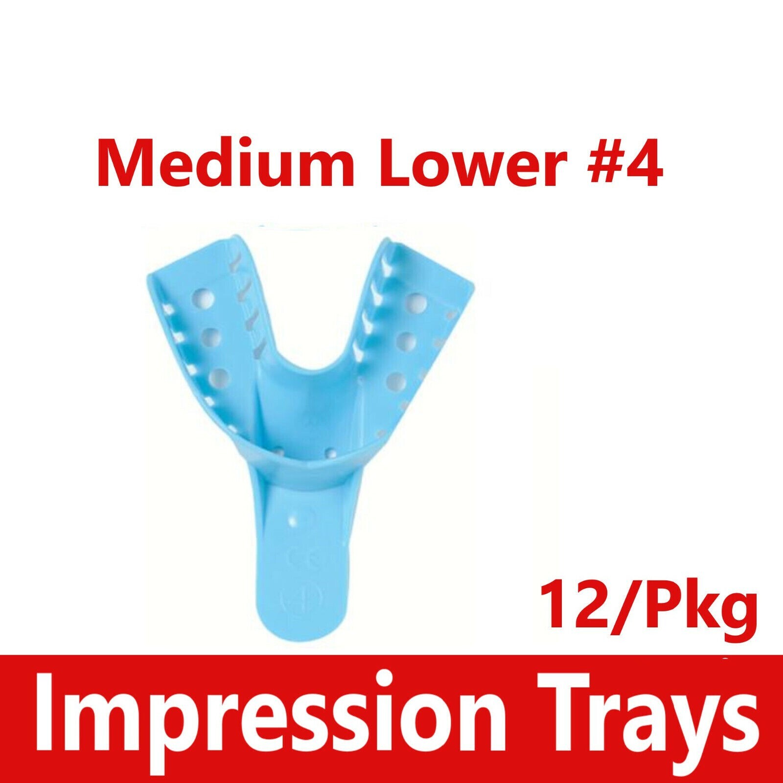 12Pcs/Pack Dental Impression Trays Perforated Plastic Disposable XL, L, M, S