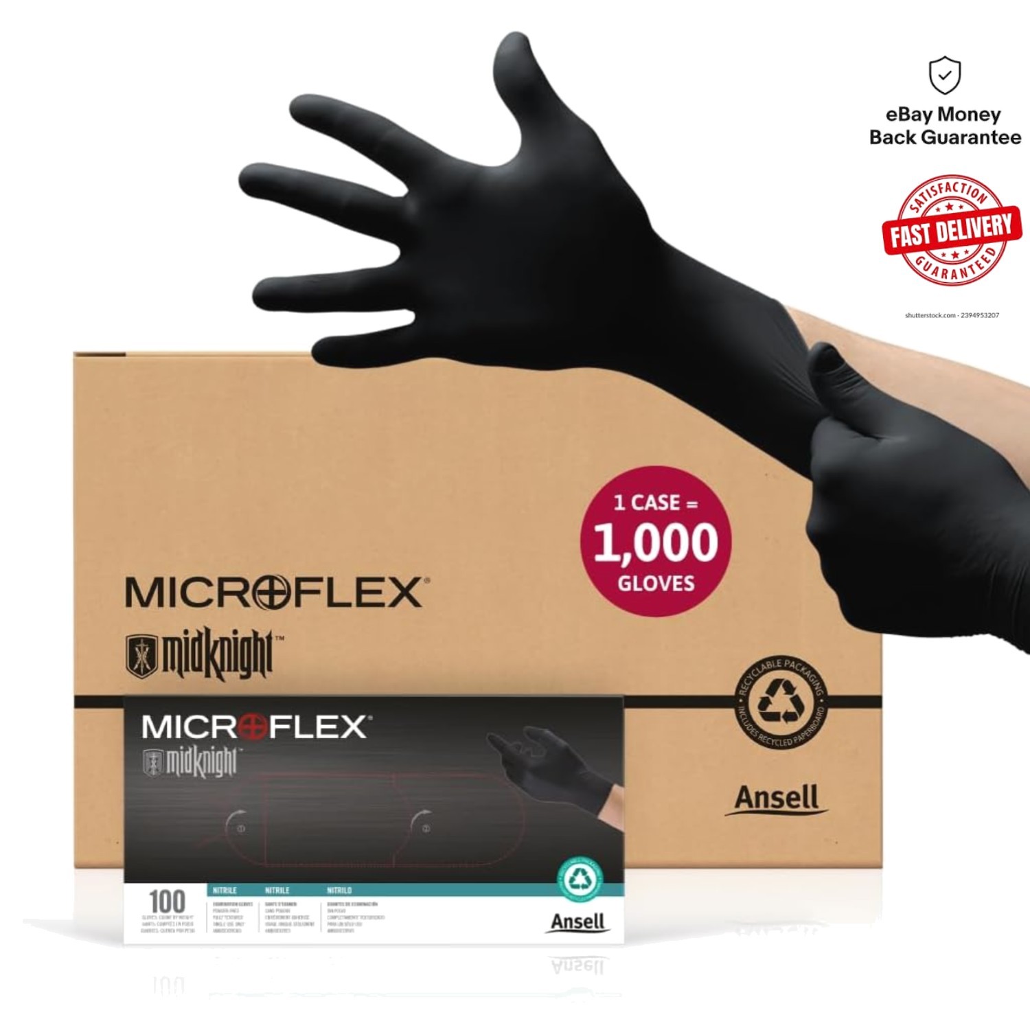 1000-Pack of Waterproof MIDKNIGHT MK-296 Nitrile Gloves – XX-Large, Powder-Free
