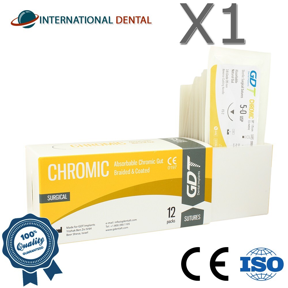 5-0 GDT Braided Chromic Gut Sutures 75cm Coated Abs0rbabl Brown-orange 12pcs