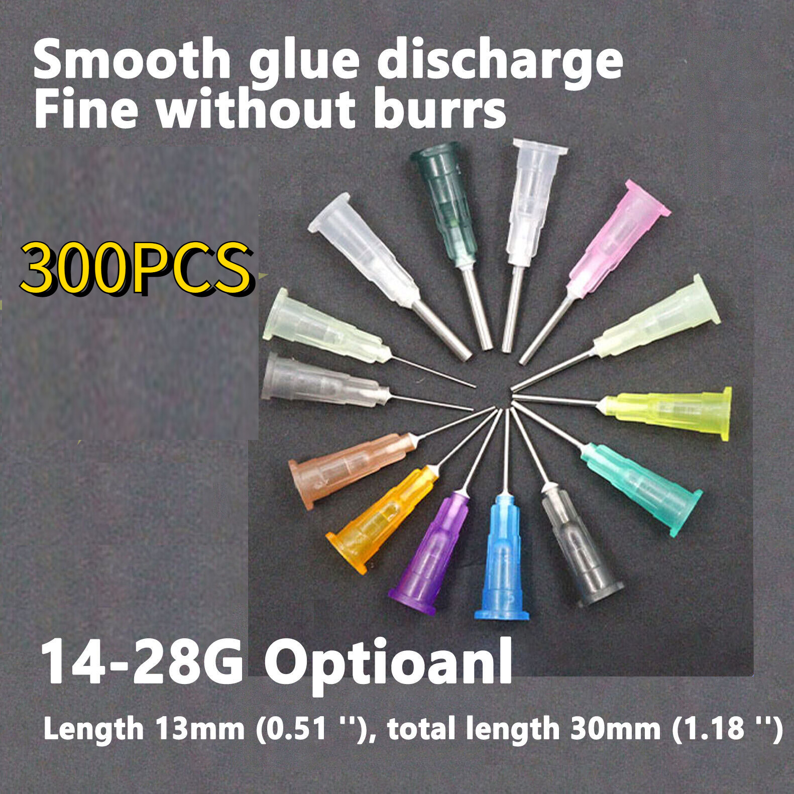 300Pack Precision Dispensing Needle 14-28G Blunt Tip Oil Glue Liquid Ink Refill