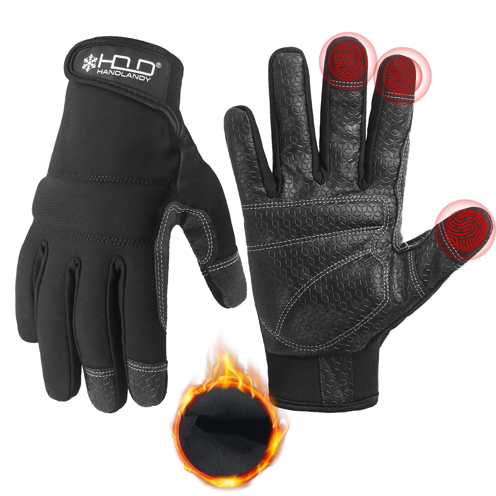 Handlandy Winter Work Gloves Grip For Men Utility Mechanic Touch Screen Working