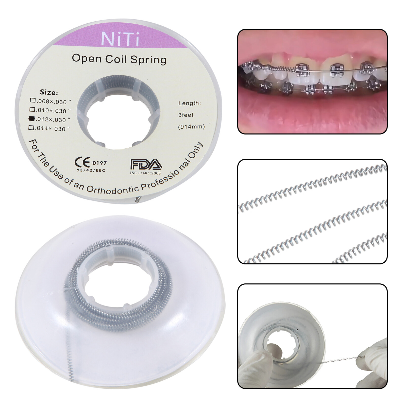 1 Roll Dental Ortho Niti Open Coil Spring 3 Feet Dia.012 *030 » inch 914 mm