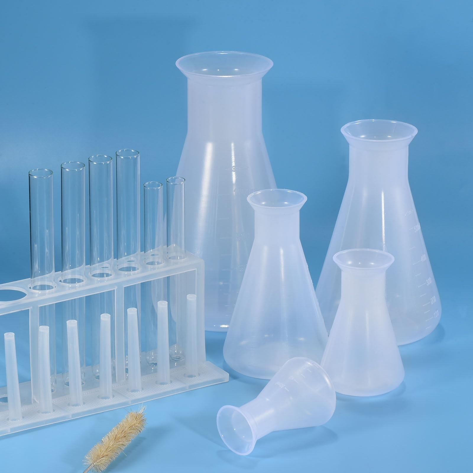 PATIKIL 500ml Plastic Erlenmeyer Flask, 2 Pack Wide Mouth Conical Flask