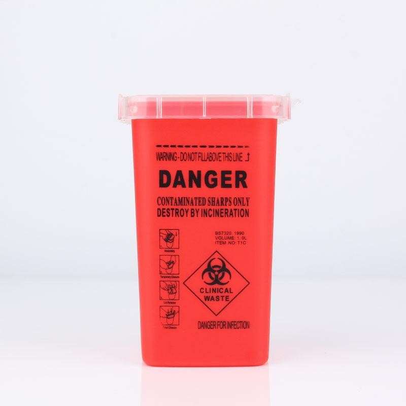 One 1l Capacity Sharps Container Medical Needles Bin Biohazard Tattoo Piercing D