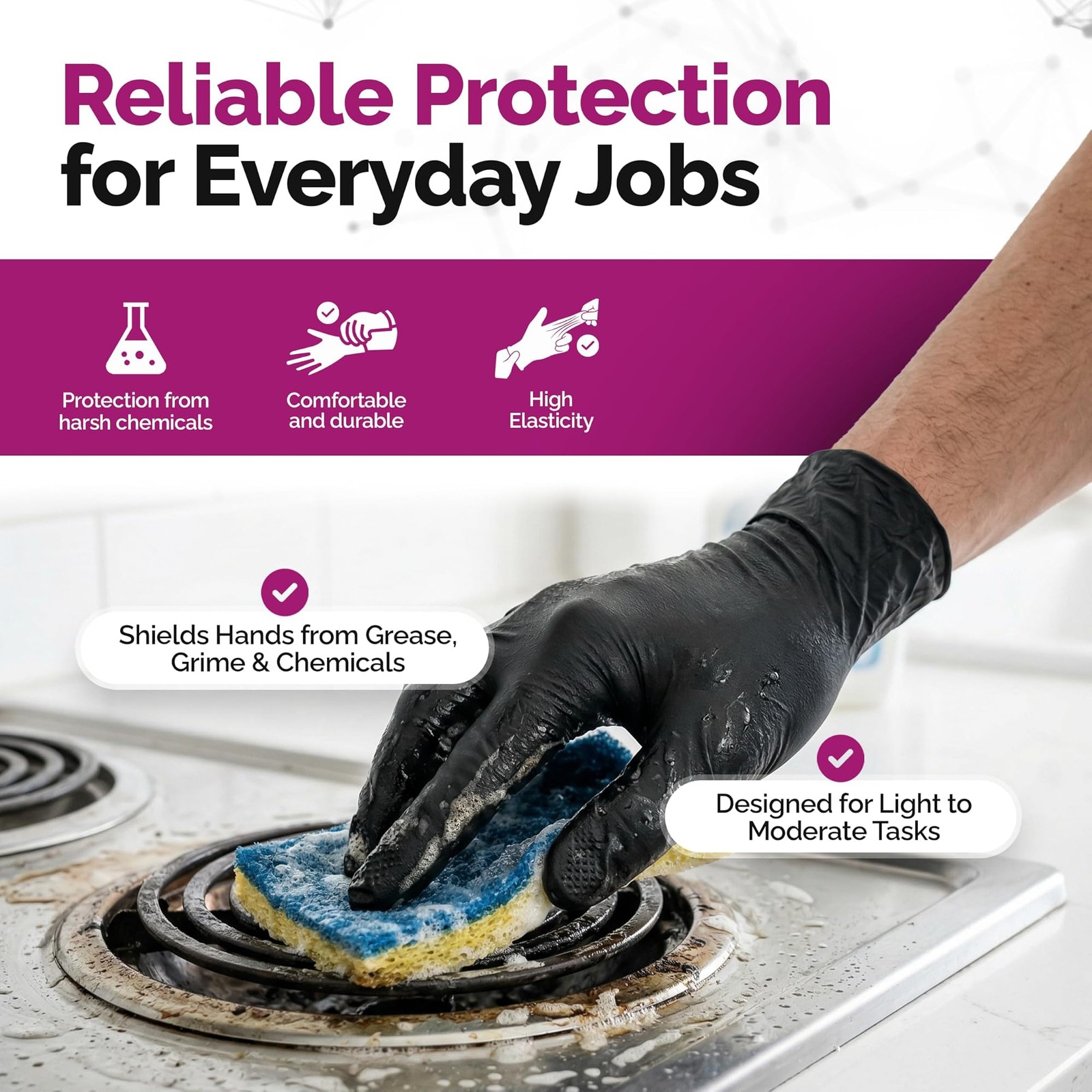 GripProtect Precise Black Nitrile Gloves 4 Mil – Chemical Resistant Nitrile G…