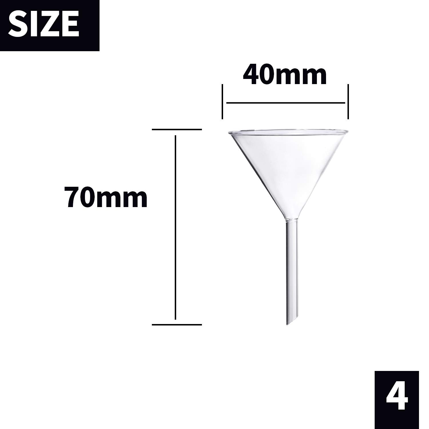 Glass Funnel Set, 4 Pcs Lab Borosilicate Glass Funnels, 100mm (170mm Length),…