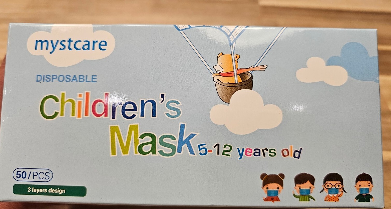 Masks Kids Mystcare Childrens Disposable Mask 5-12 Years Old, 50 Pcs In Box