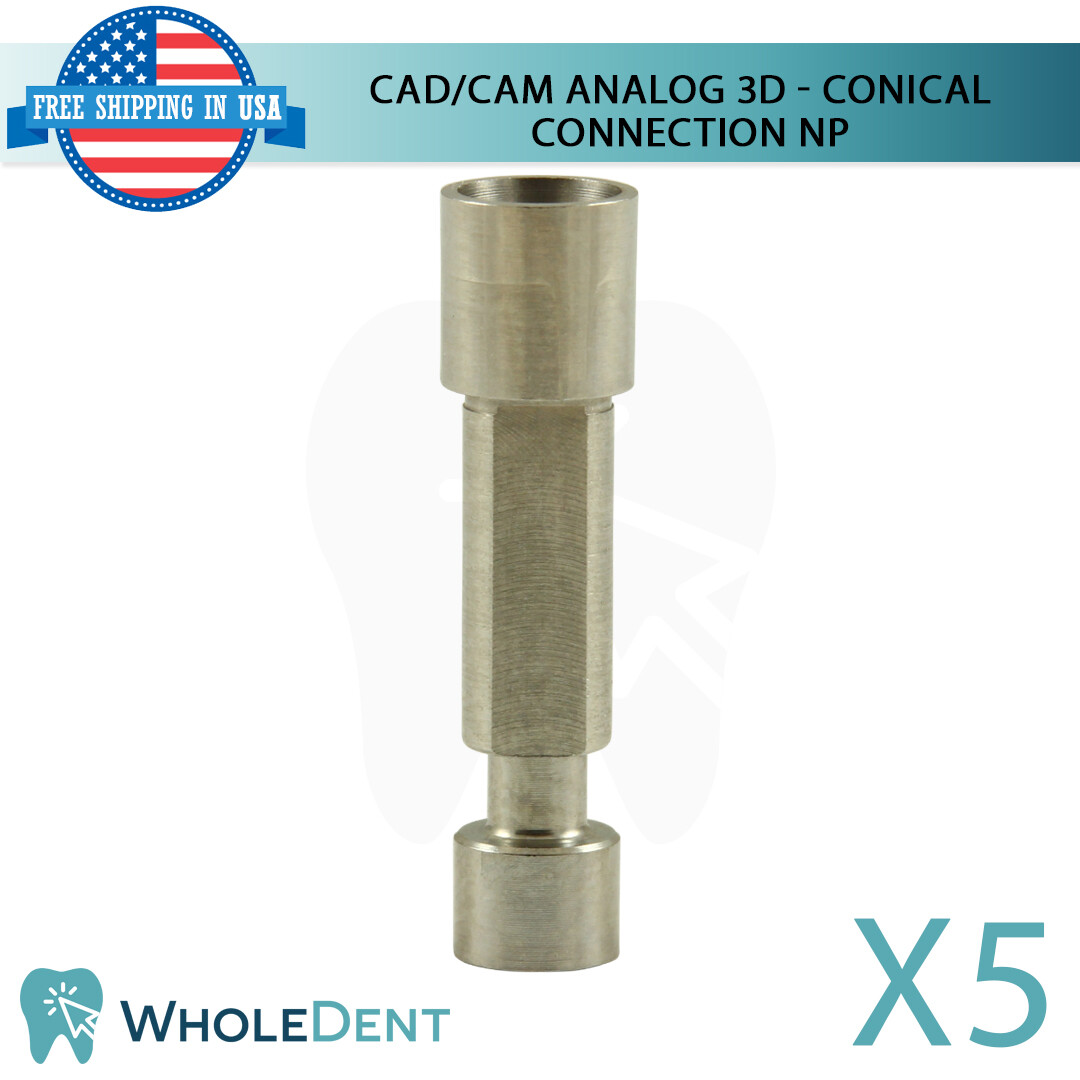 5x Dental 3D Analog Narrow Platform NP Conical Connection Hex 2.25mm CAD/CAM