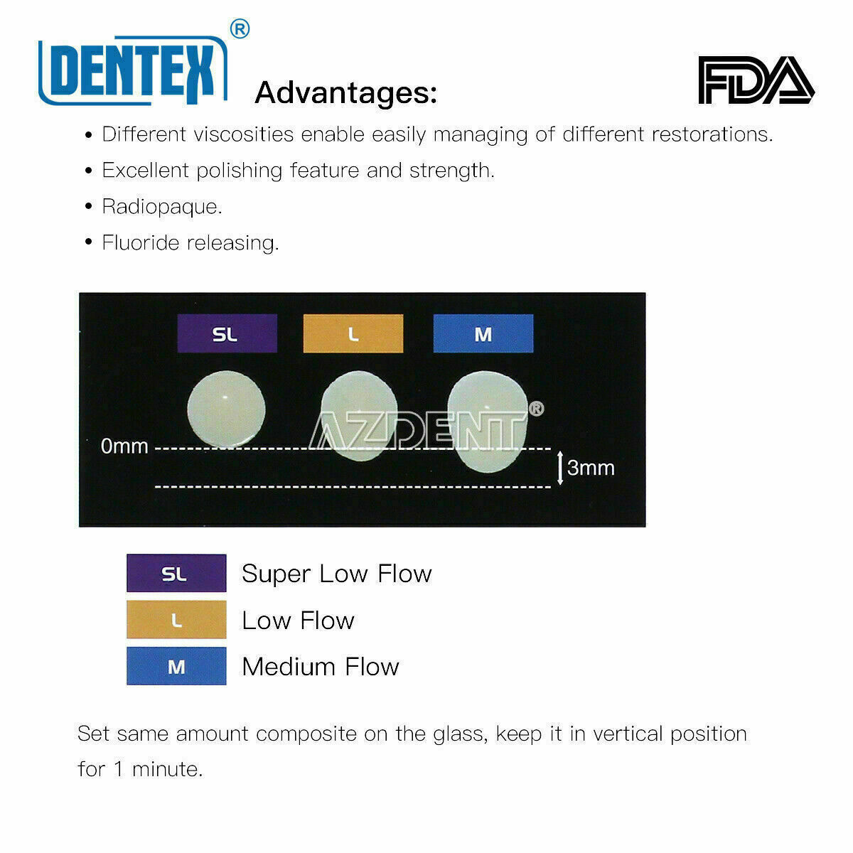 Dental Light Cure Flowable Composite Resin Medium Flow/Blue Temp Resin Dentex