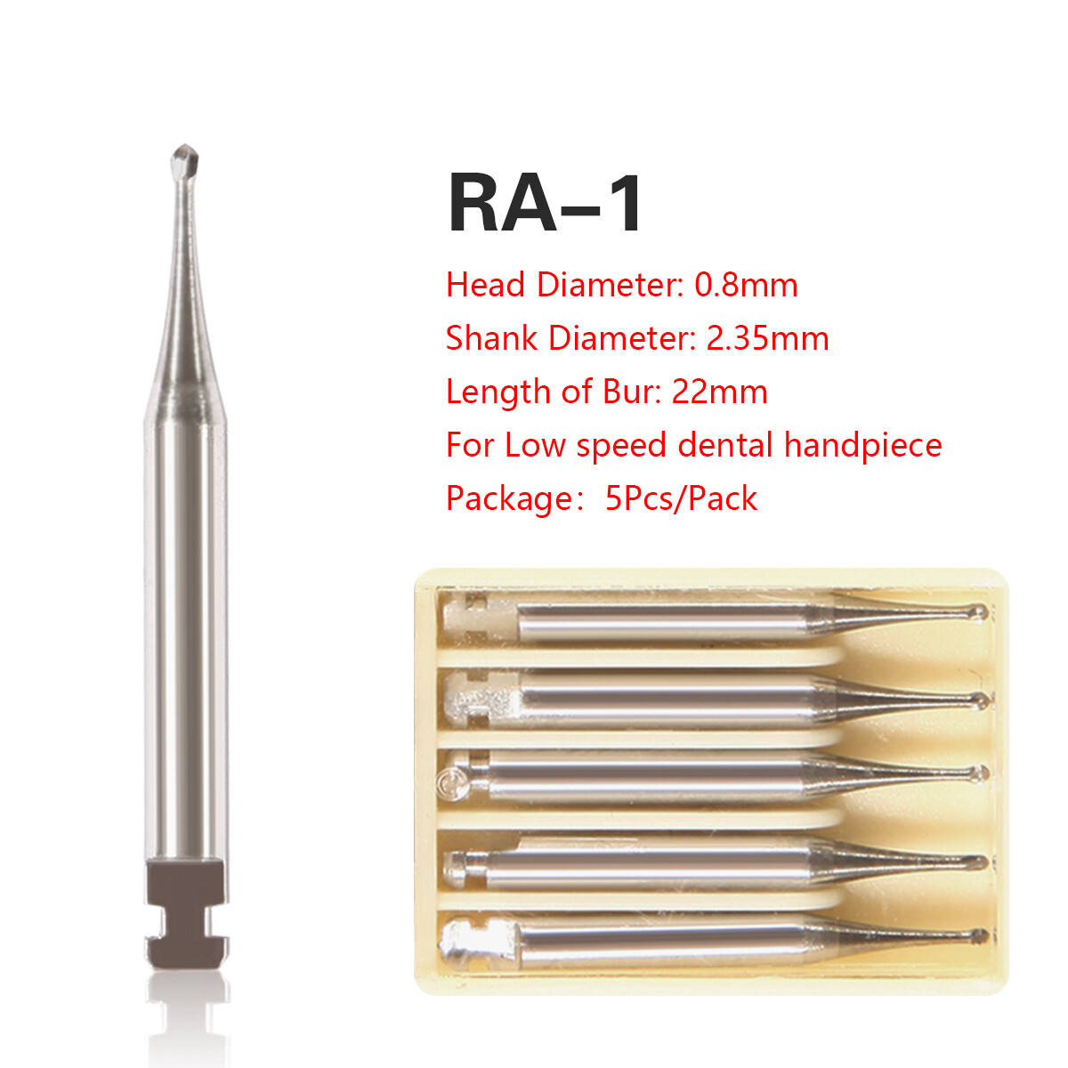 5-200pcs Dental Round Carbide Burs For Slow Speed Contra Angle Latch RA 1-RA8 pa
