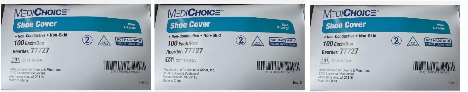 MediChoice Shoe Covers Disposable Standard Slip- fluid Resistant Spun bond Lot