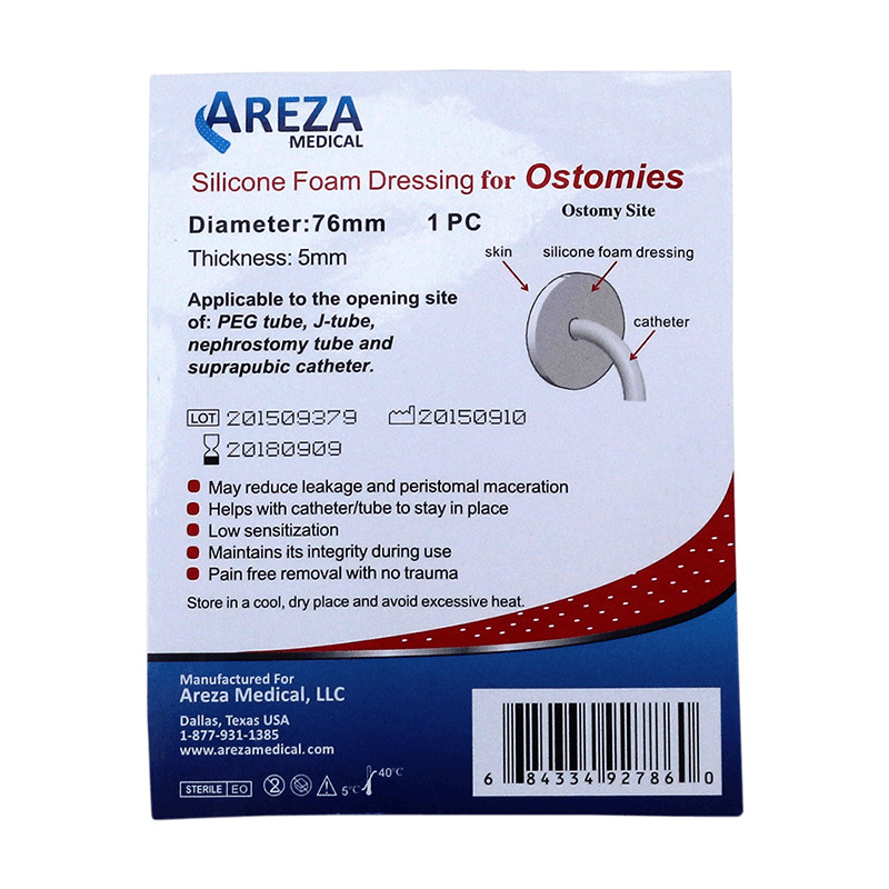 ROUND Silicone Foam wound Dressing – for Tube site & PEG – Absorbs Leakage