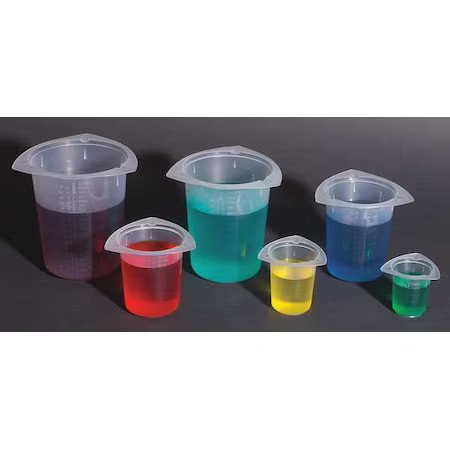 Zoro Select Btc0100 Tri-Pour Beaker, Polypropylene, Low Form, 100 Ml / 3.5 Fl,