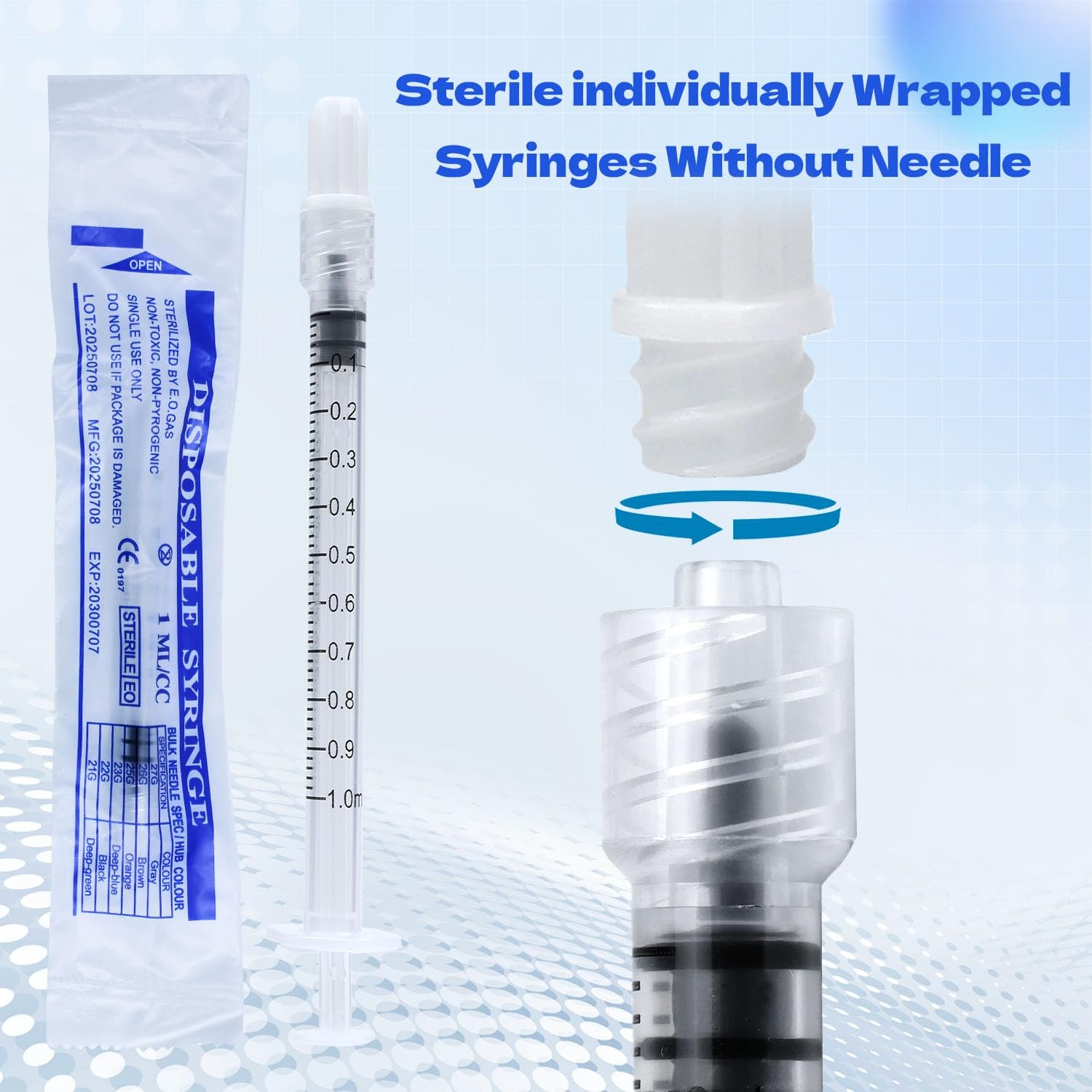 1ml Syringes Without Needles, 1cc Luer Lock Syringe – Disposable Individually…