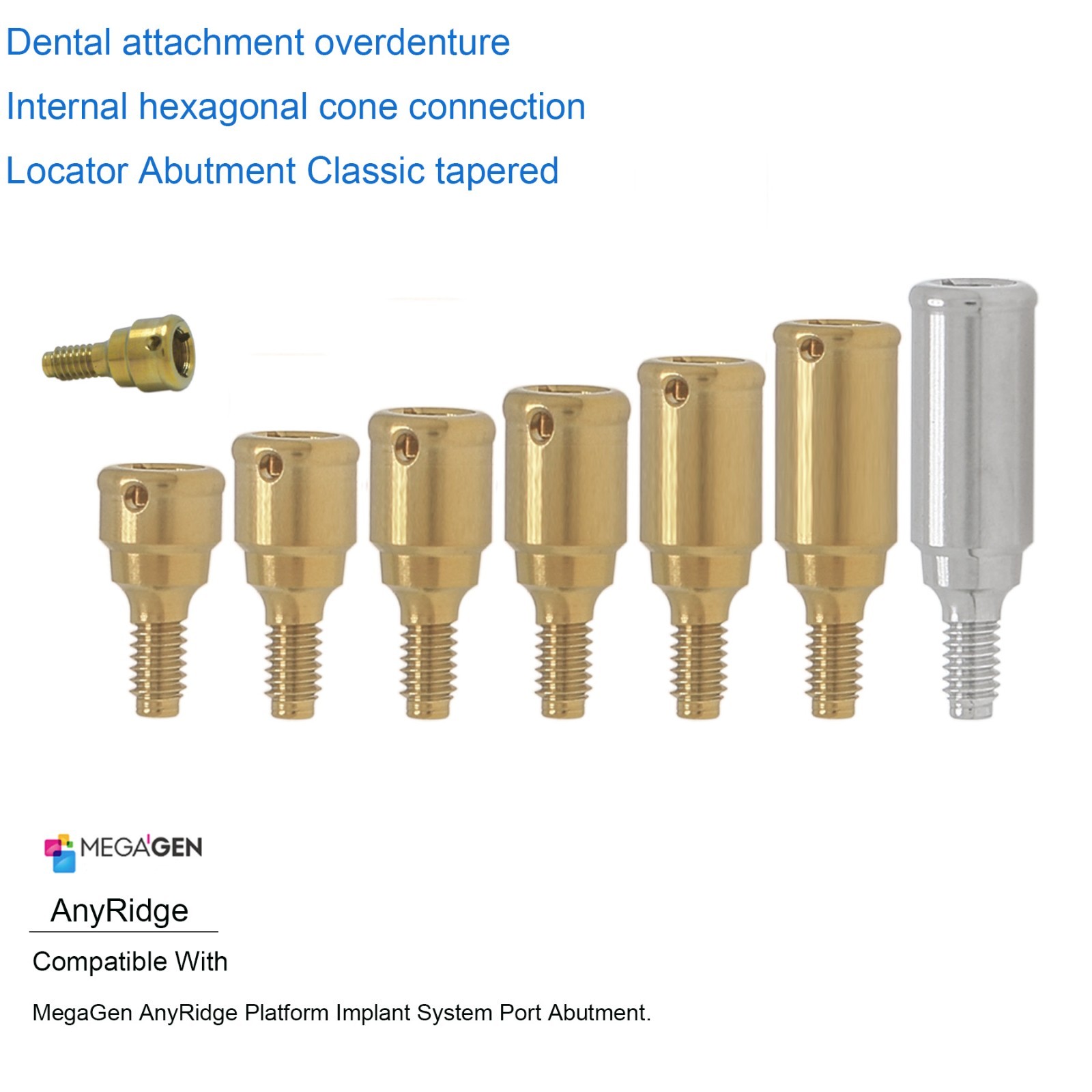 Dental Locator Abutment Drivers Tool Male Cap Inserts for MegaGen AR/AO Platform