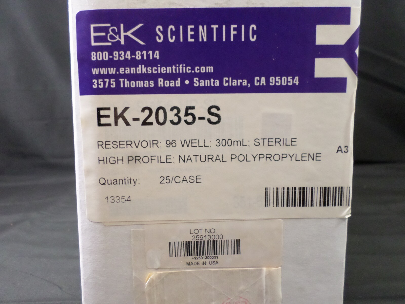 E&K SCIENTIFIC 300mL Reagent Reservoir 96 Well Sterile EK-2035-S (25/Case)