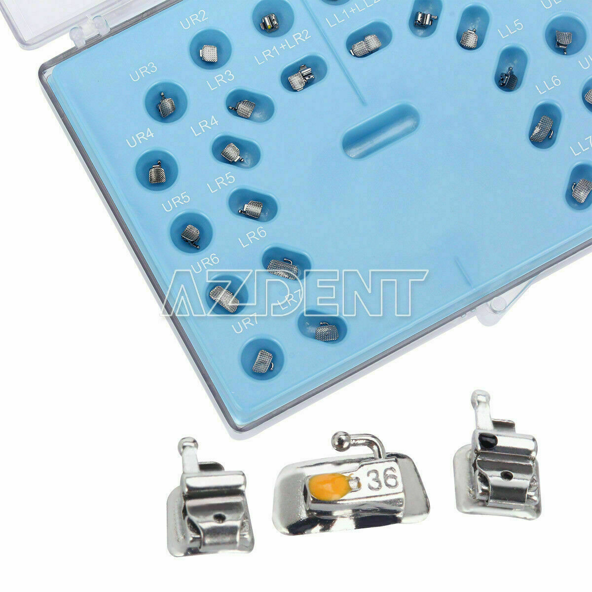 AZDENT Orthodontic Self-Ligating Brackets Braces Active Mini Roth.022 Hooks 345