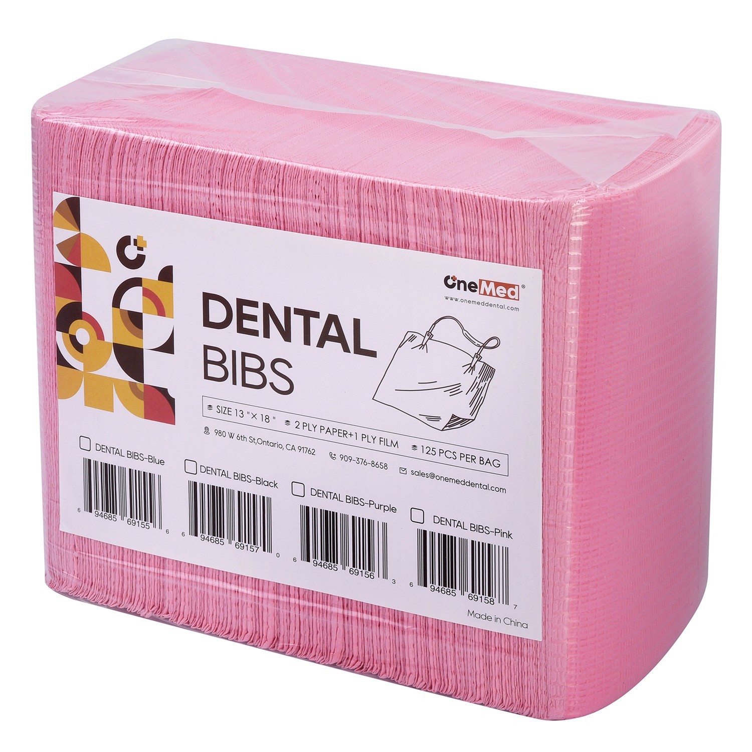 13″x18″ Pink Disposable Dental Bibs,Waterproof Resistant Napkin 125Pcs/Bag