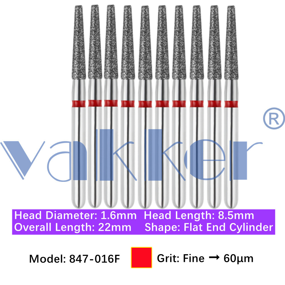 10pc Diamond Bur Shape Modified Flat End Taper Handpiece Bur Fine Medium Coarse