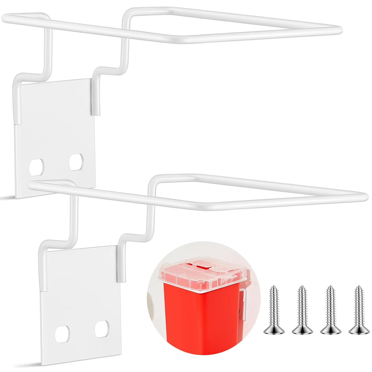 2 Set Wall Mount Sharps Container Mounting Bracket for 1 Quart 8702, 8702T, 8721