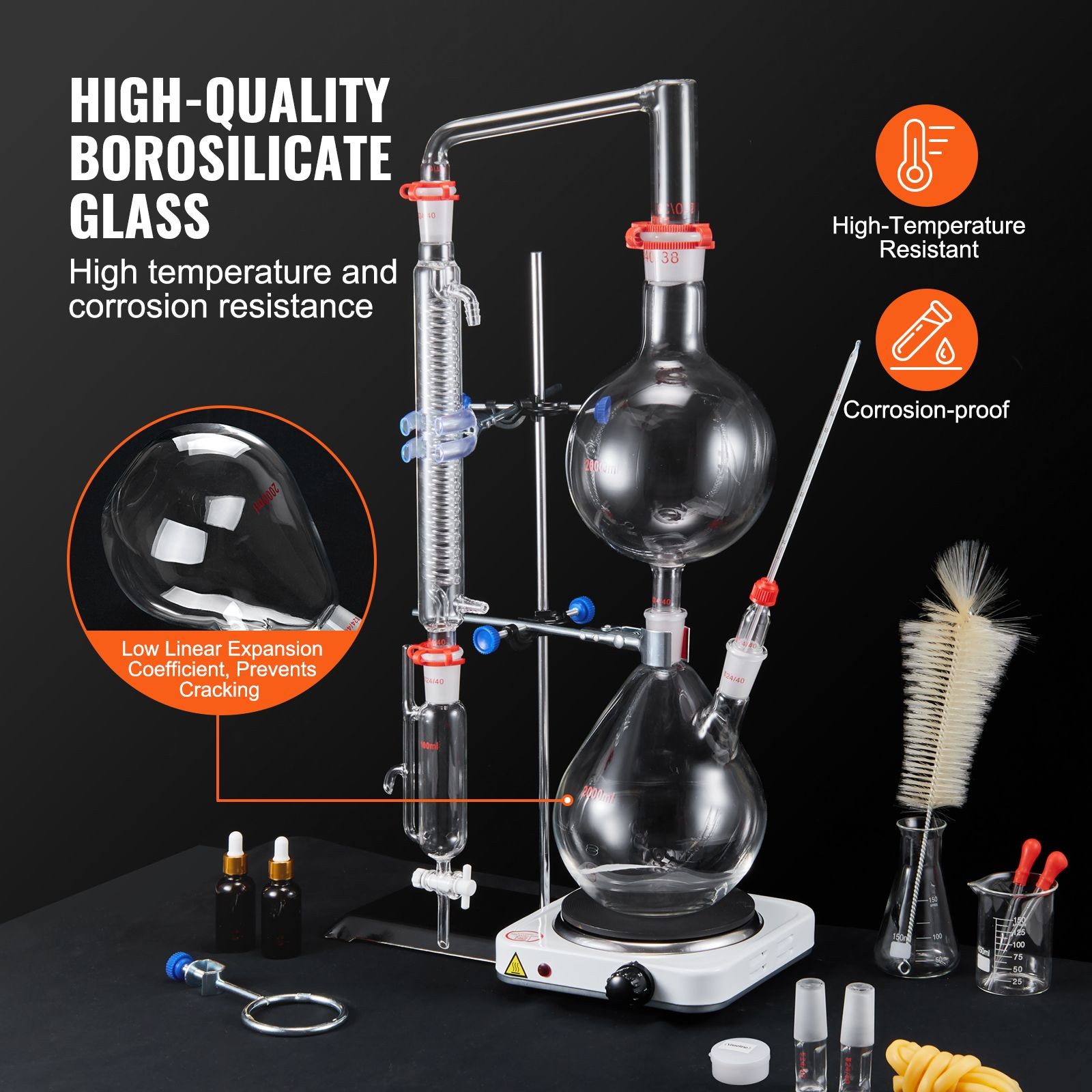 Essential Oil Distillation Kit, 2000ml Distillation Apparatus