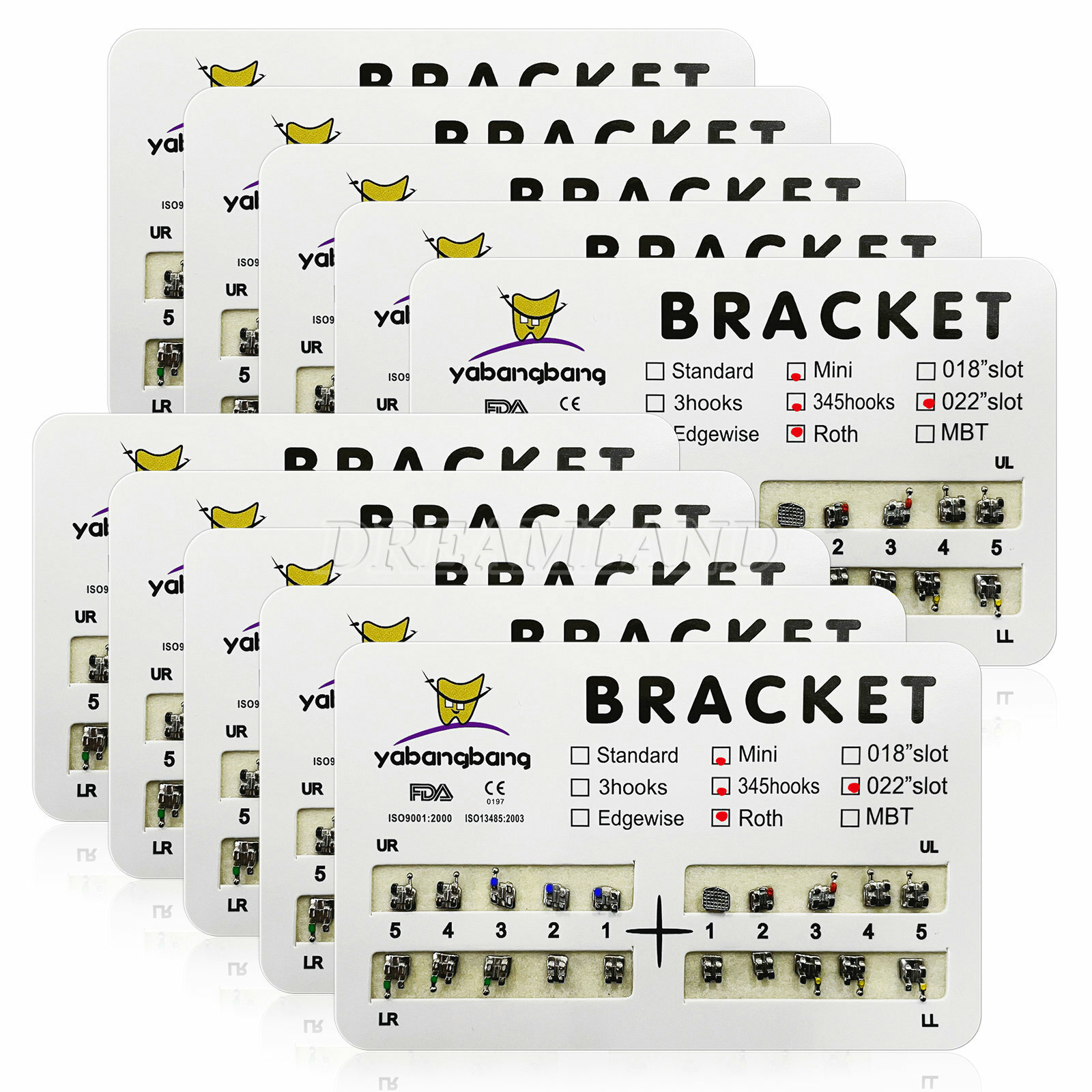 10 Kits Dental Orthodontic Brackets Braces Mini Roth Slot.022 3-4-5 Hook FDA CE