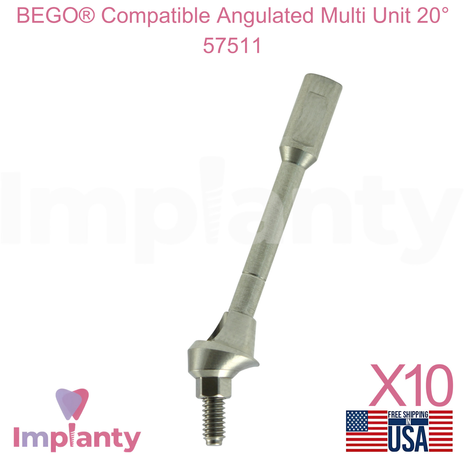 10x Bego® Compatible Angulated Multi Unit 20° 57511 Prosthetic Ø3.25mm & Ø3.75mm