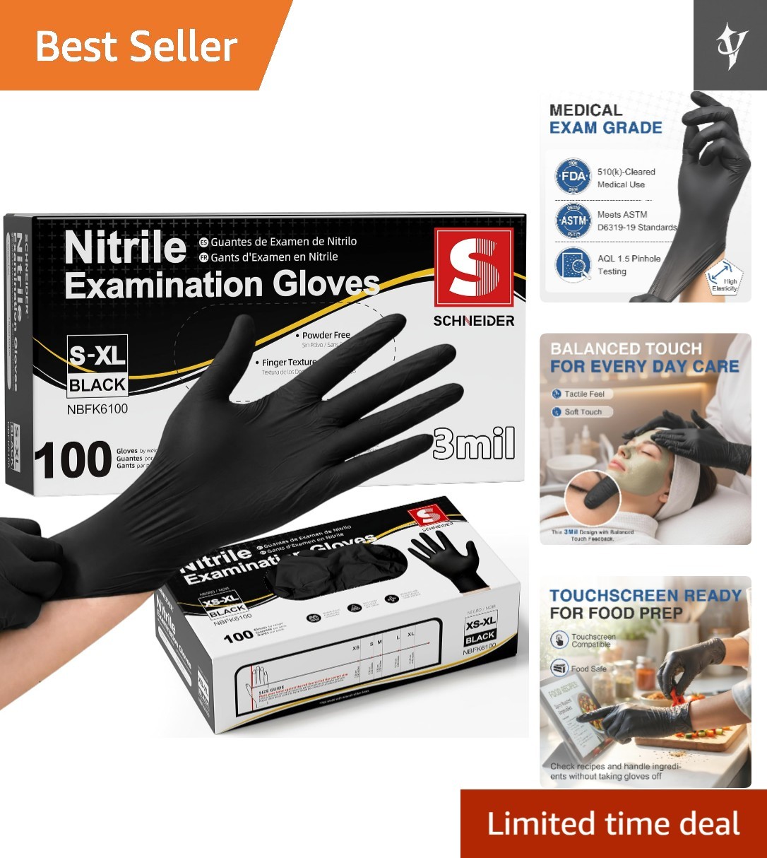 Medical Grade Latex-Free Nitrile Gloves – Ideal for Cooking, Cleaning, & More