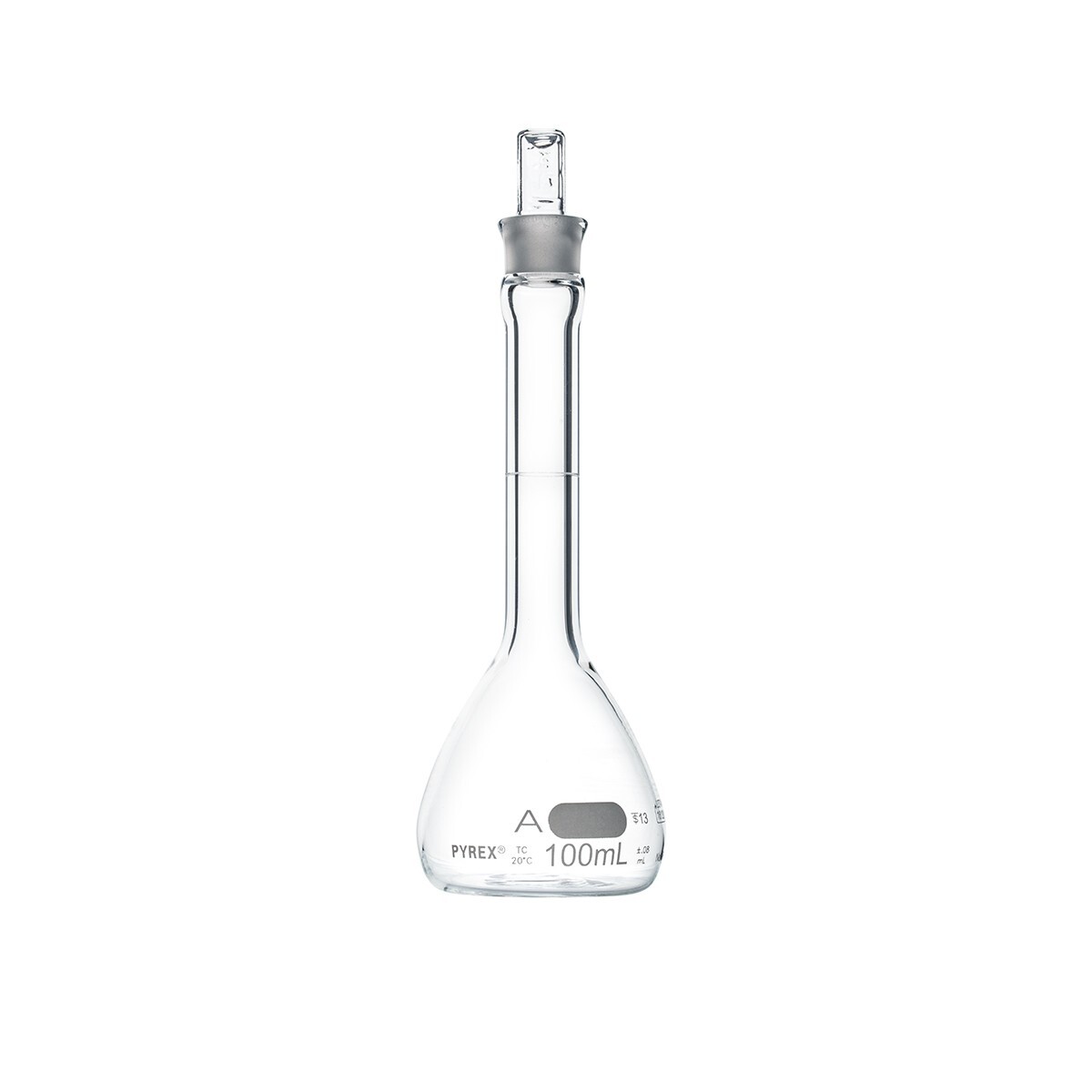 PYREX 100mL Class A Volumetric Flasks w/ Glass Standard Taper Stopper – Case 6