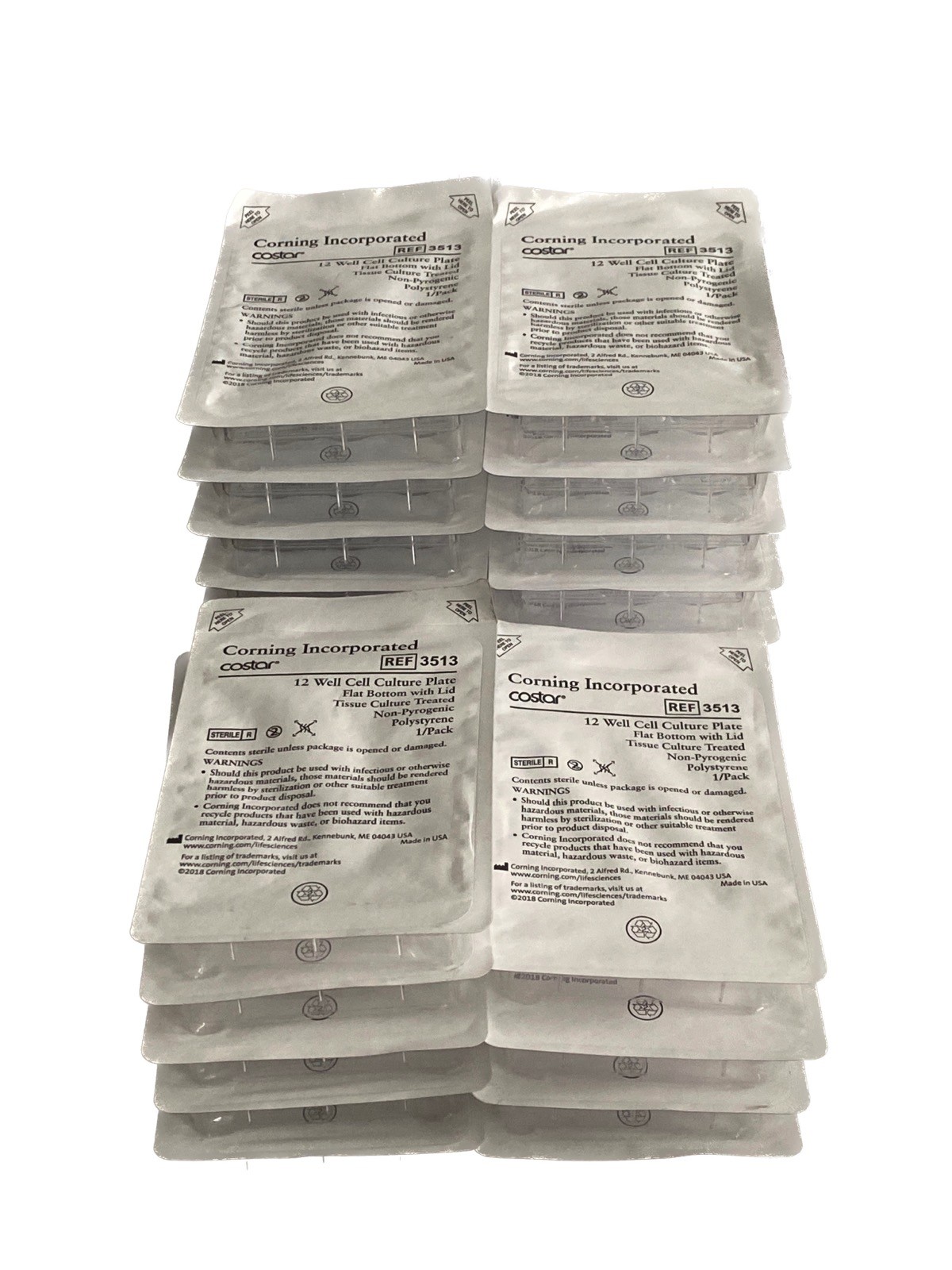 (25) CORNING 12-Well PS TC-Treated Cell Culture Plates w/Lid Flat-Bttm 3513