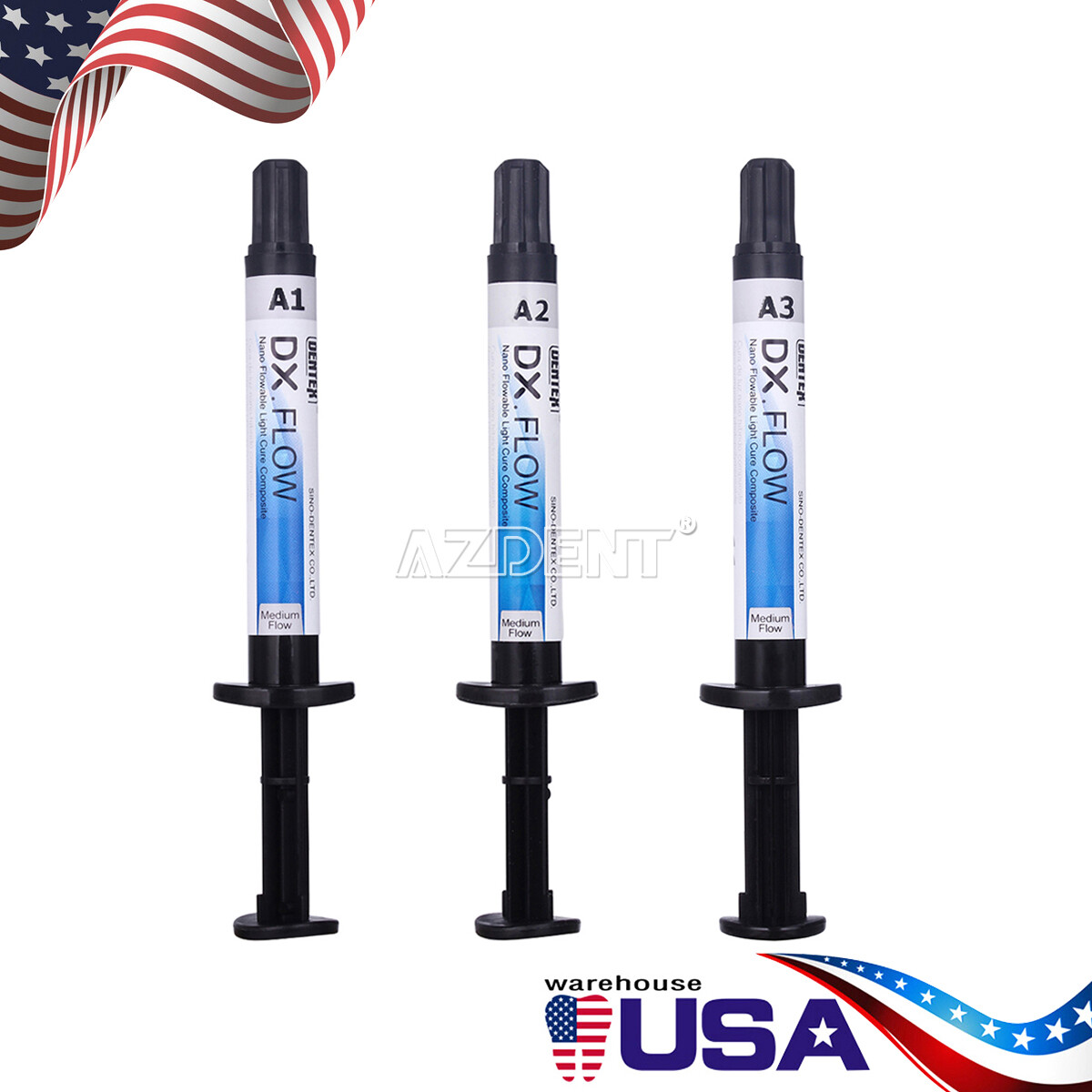 Dentex Dental Flowable Light Cure Hybrid Composite Resin Medium Flow A1/A2/A3