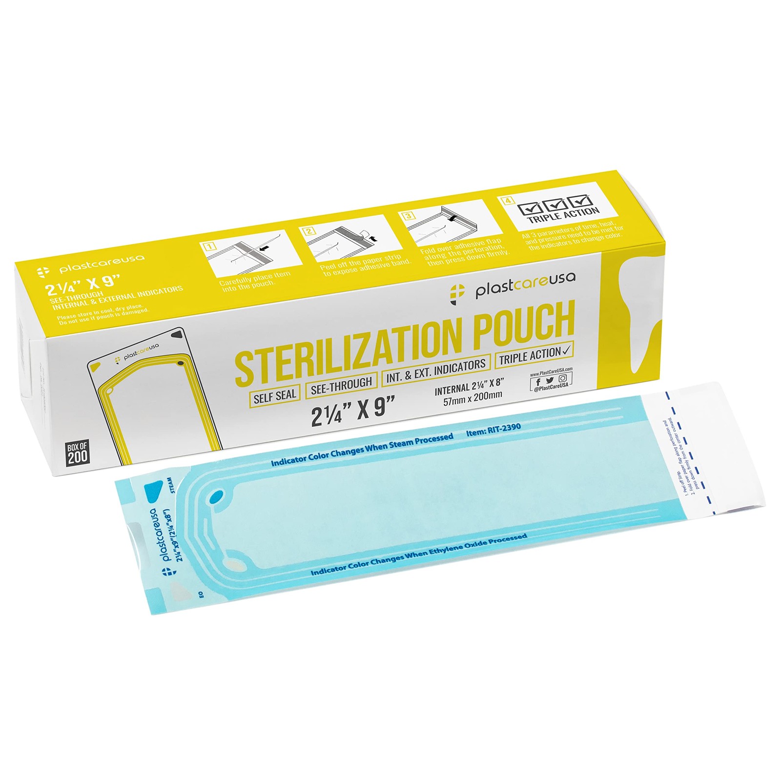 200 bolsas de esterilizaciÃ³n de 225 x 9 bolsas esterilizadoras para autoclave