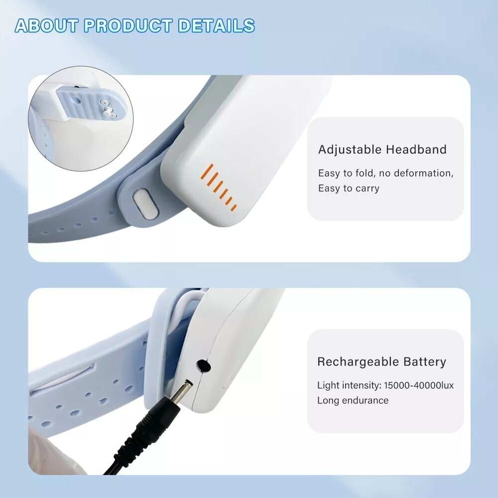 Dental Cordless 5W LED Lightweight Silicone Headlamp Wireless Light Filter Blue