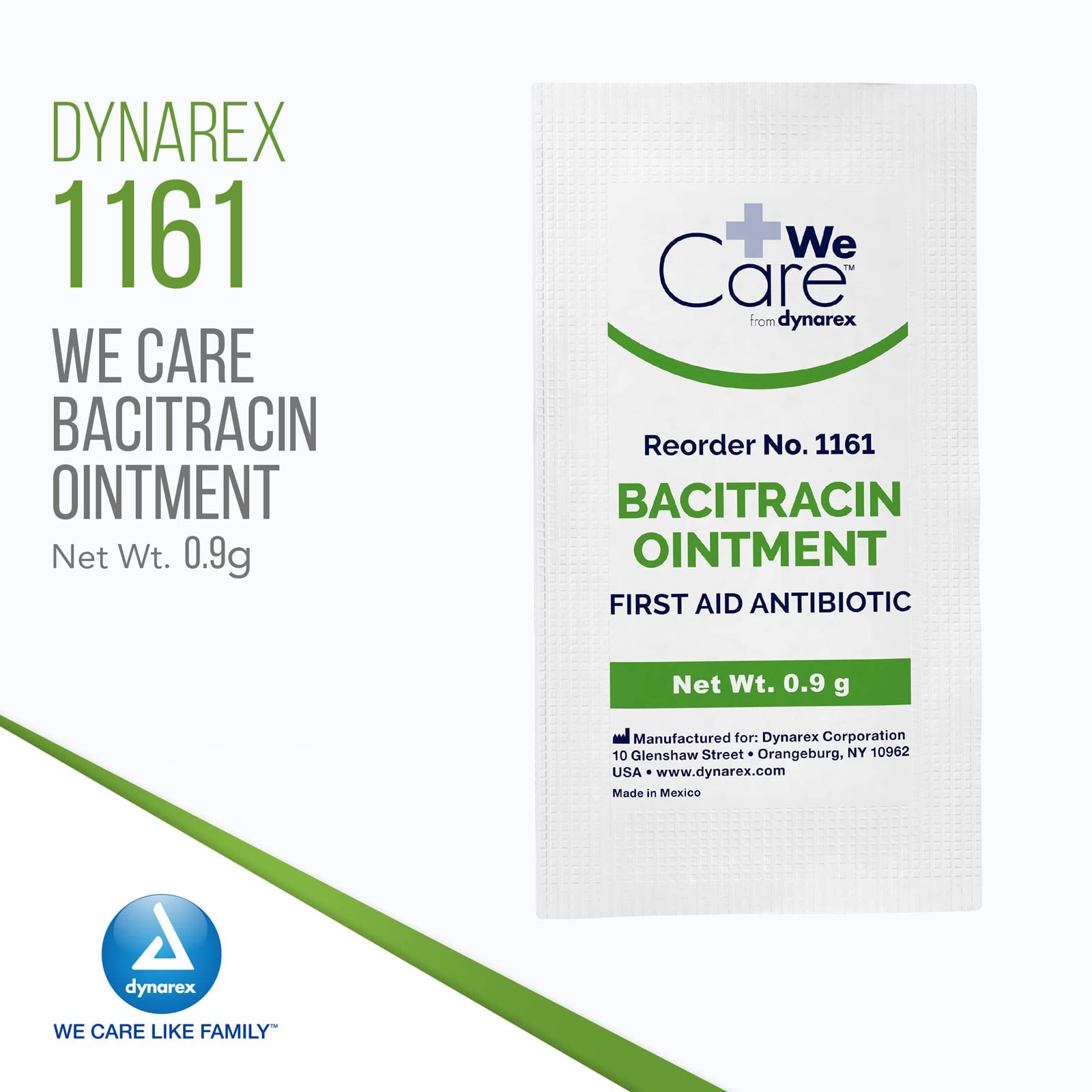 Dynarex Bacitracin Topical Ointment USP – First Response Wound 0.9g, White