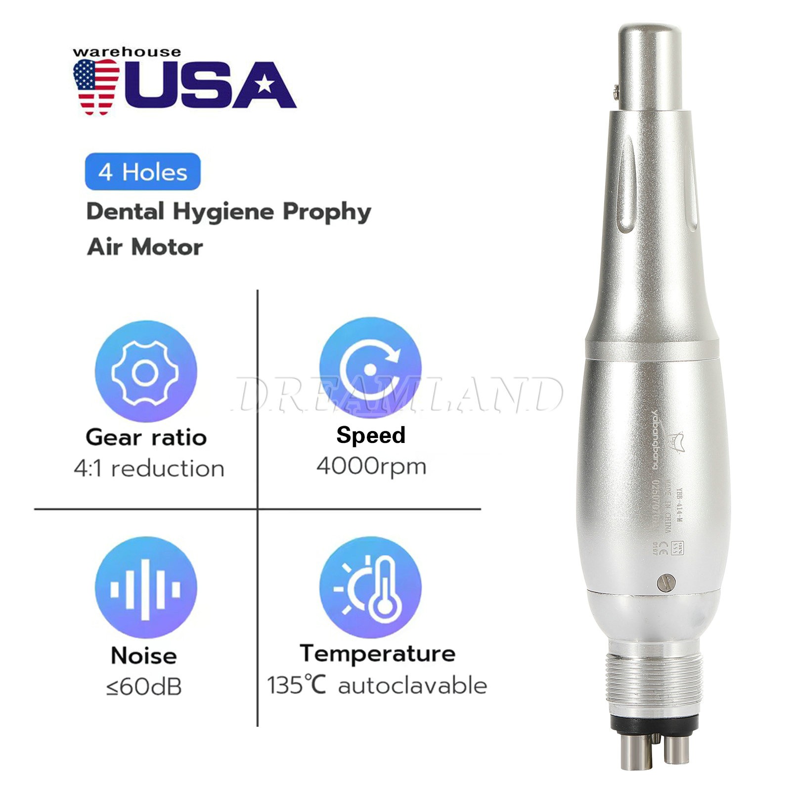 DentalLow Speed Handpiece Straight Contra Angle Motor 4/2Holes/Hygiene Handpiece