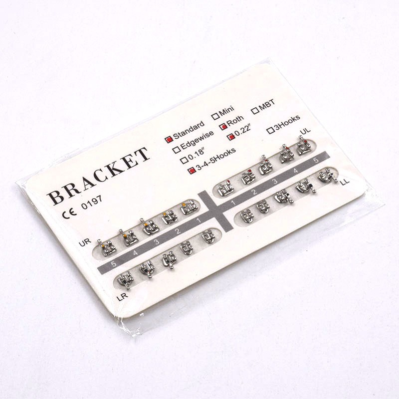 20Pcs/Set Dental Orthodontic Brackets Braces Standard Roth .022 Hooks 3-4-5