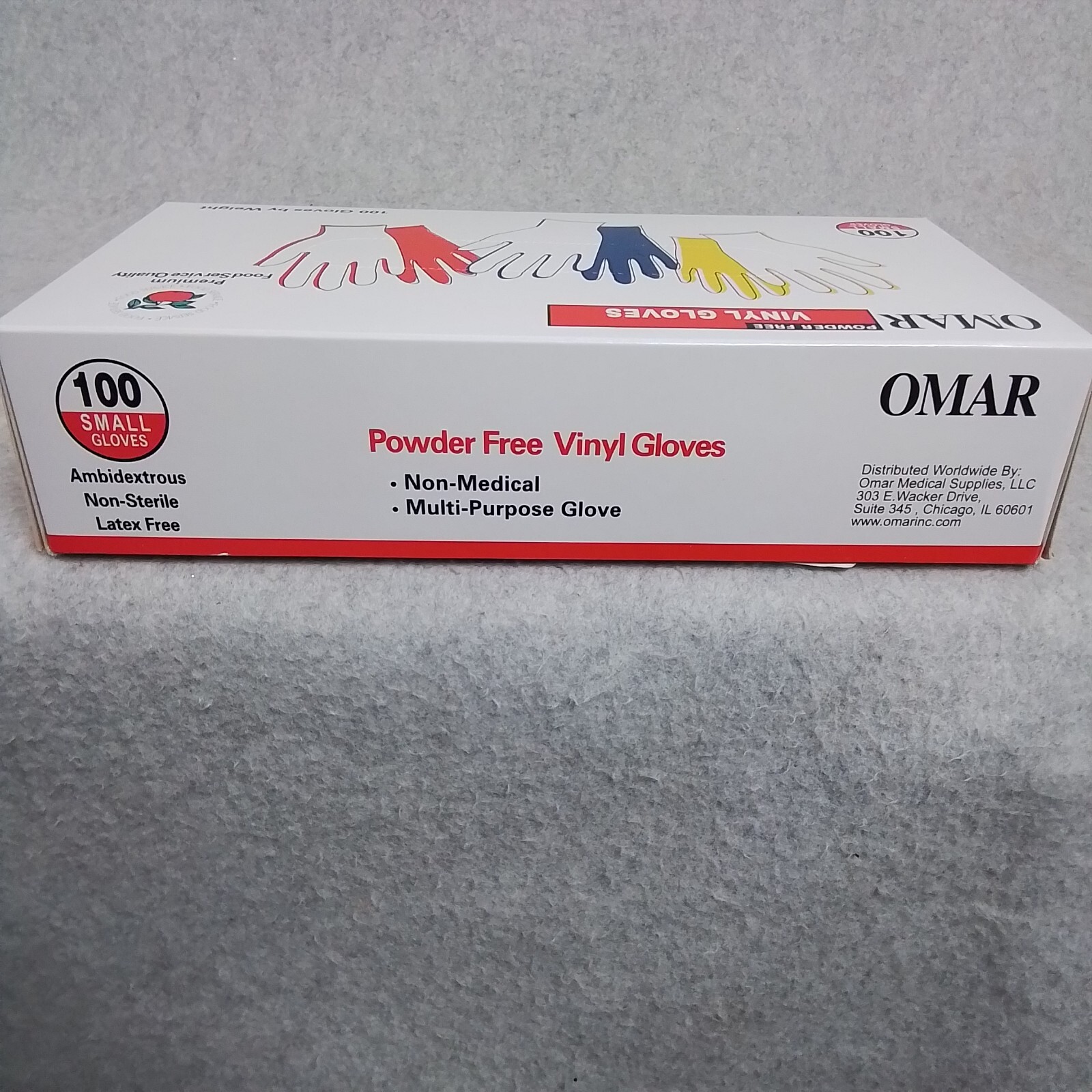 (100 Gloves) SMALL- Omar Disposable Powder-Free Vinyl General Purpose CLEAR
