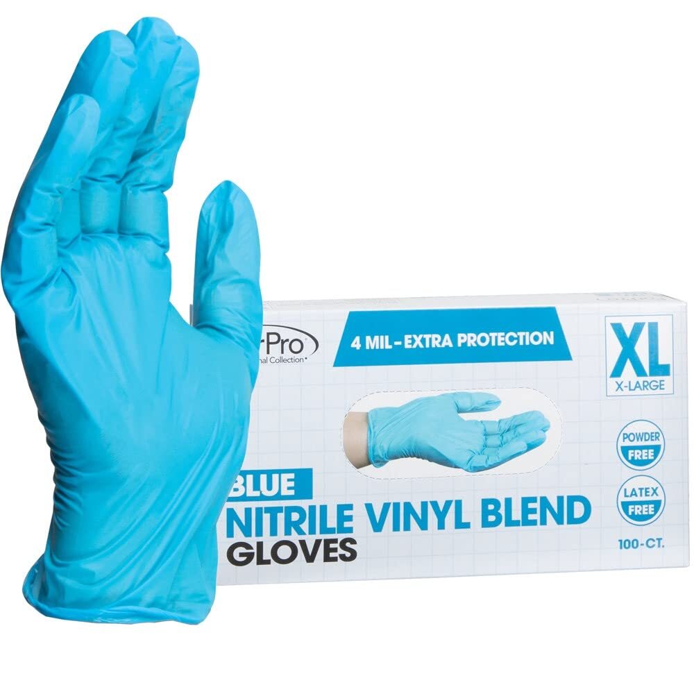 Forpro Disposable Nitrile Vinyl Blend Gloves 4 Mil Extra Protection Powderfree L