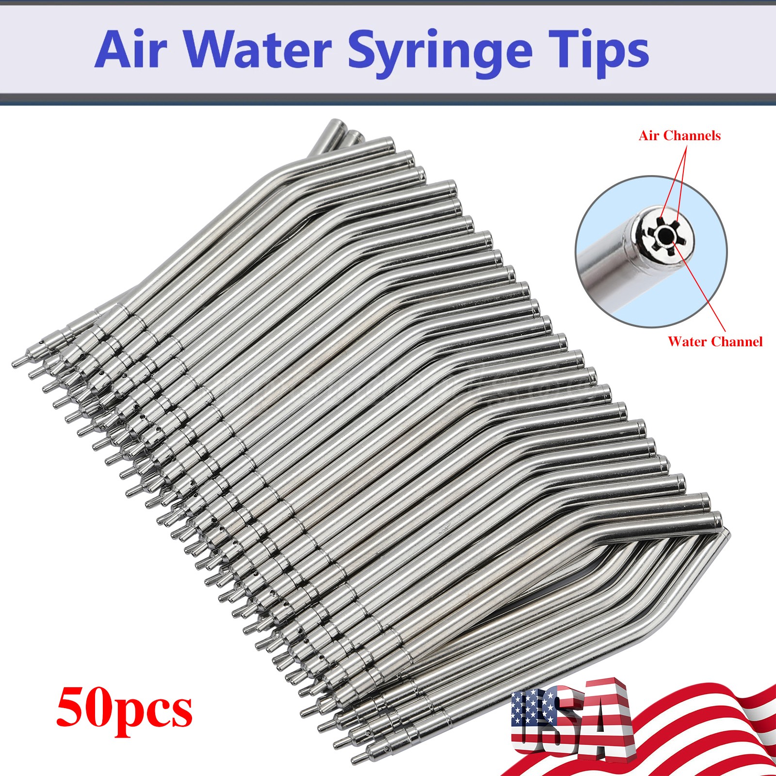 50 PCS Tips for New 3-way Dental Syringe Air Water Spray Nozzles Autoclavable