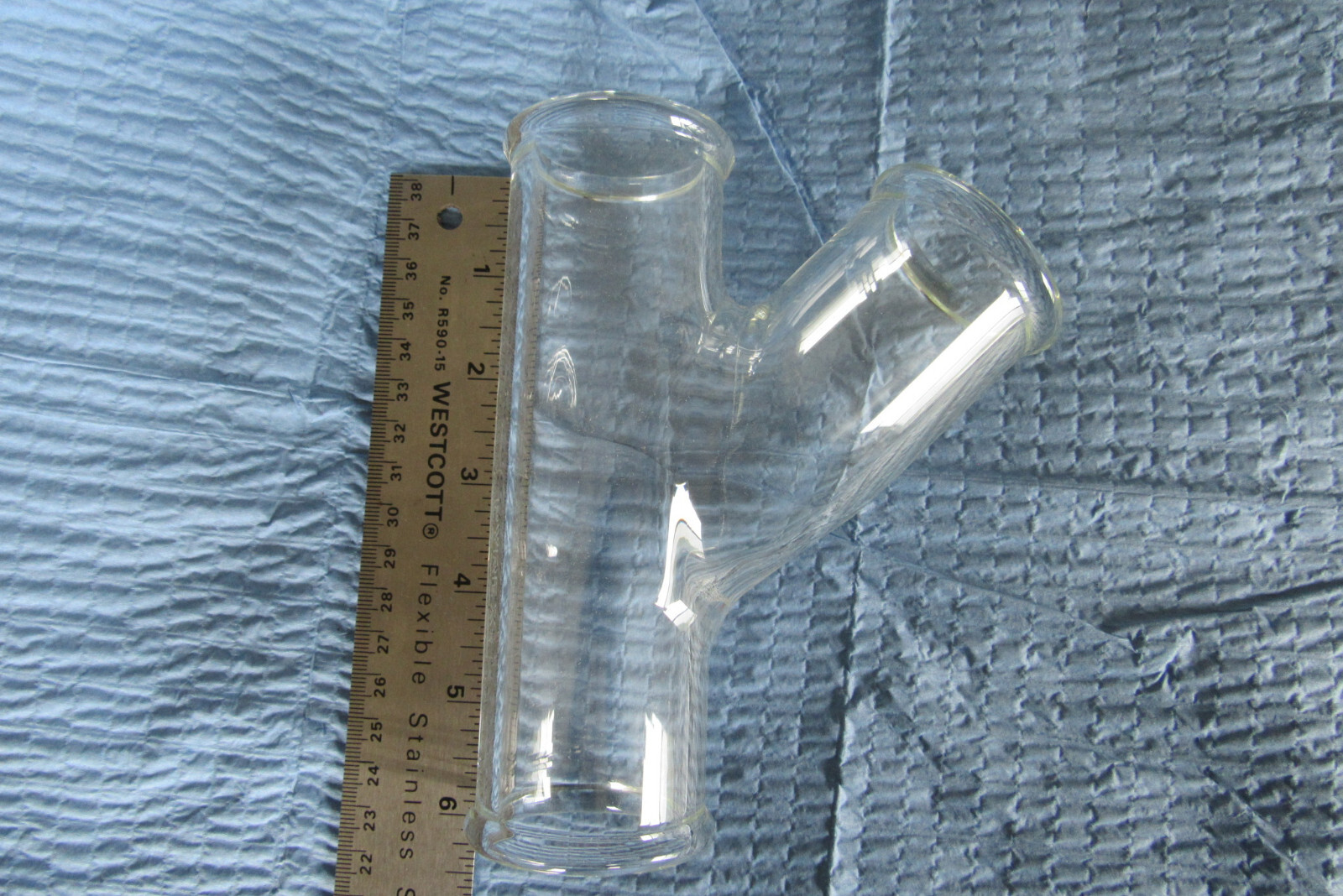 NOS Corning Pyrex Single Y Branch 1-1/2″ Acid Waste Glass Drainline Fitting USA