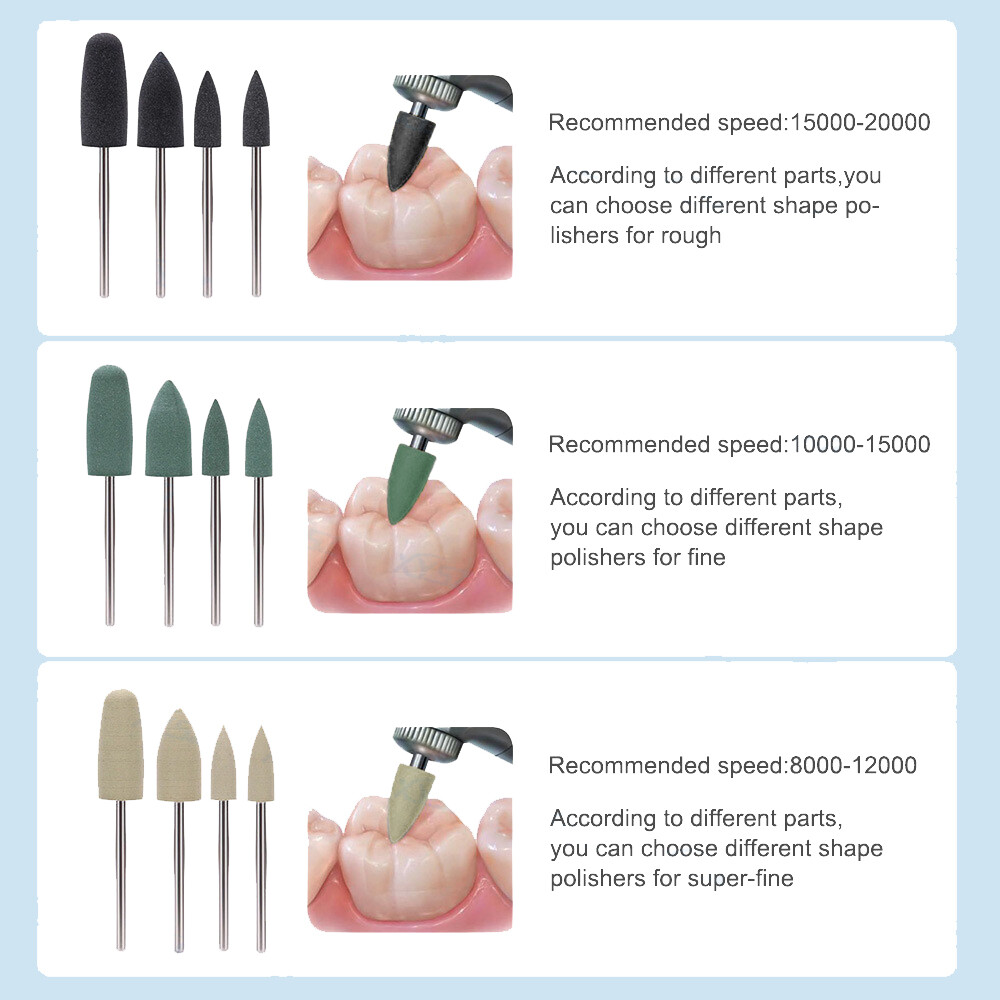 Dental Diamond Burs HP 0412 Resin Base Hidden Denture Polishing Kit Low Speed
