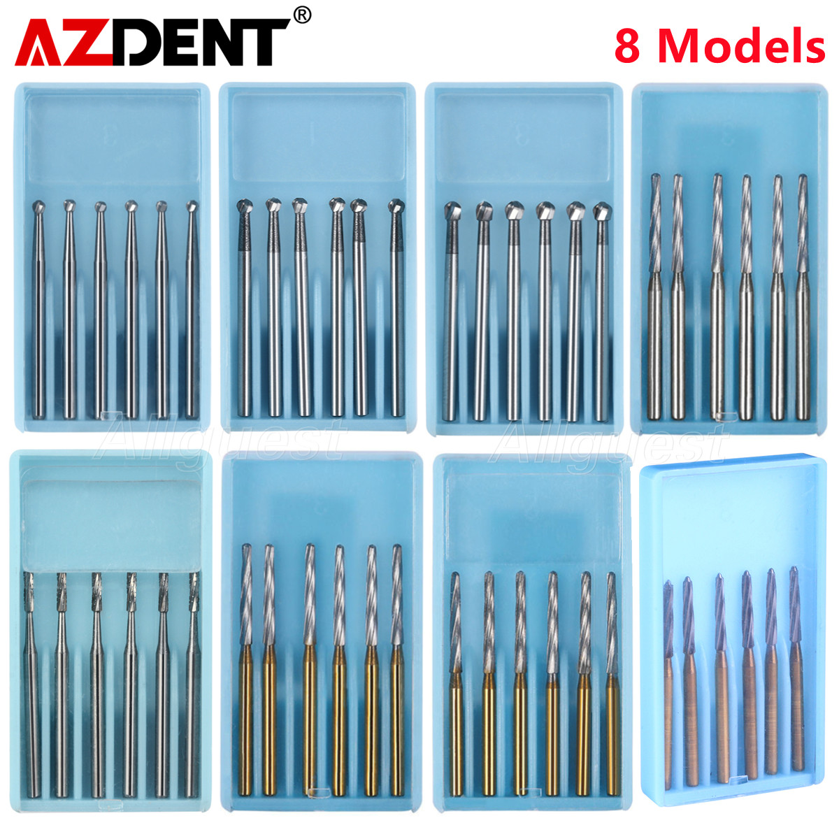 AZDENT Dental Surgical Round Tungsten Carbide Burs FG for High Speed Handpiece