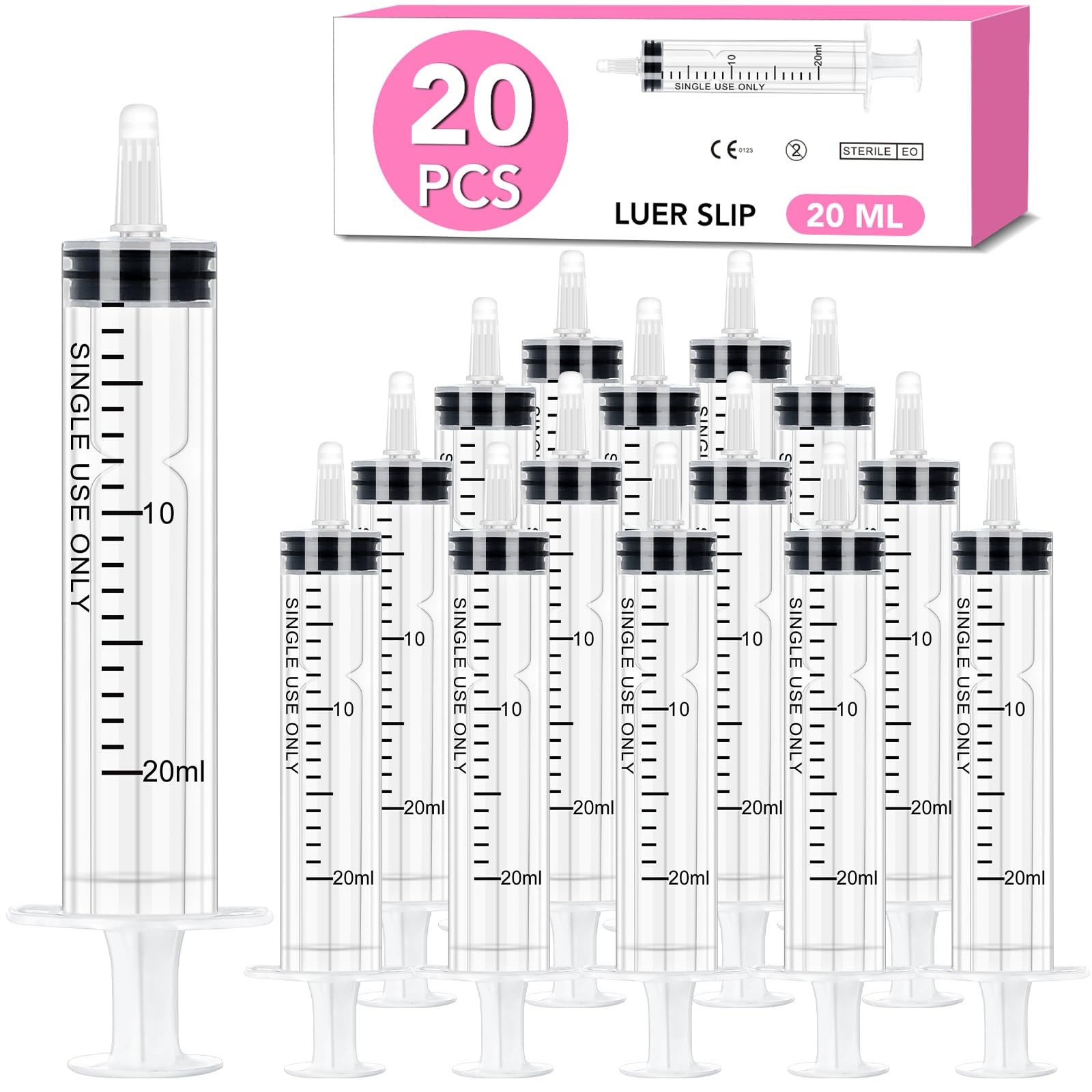 20 PCS 20ml Oral Syringe With Cap, Plastic without Needle transparent
