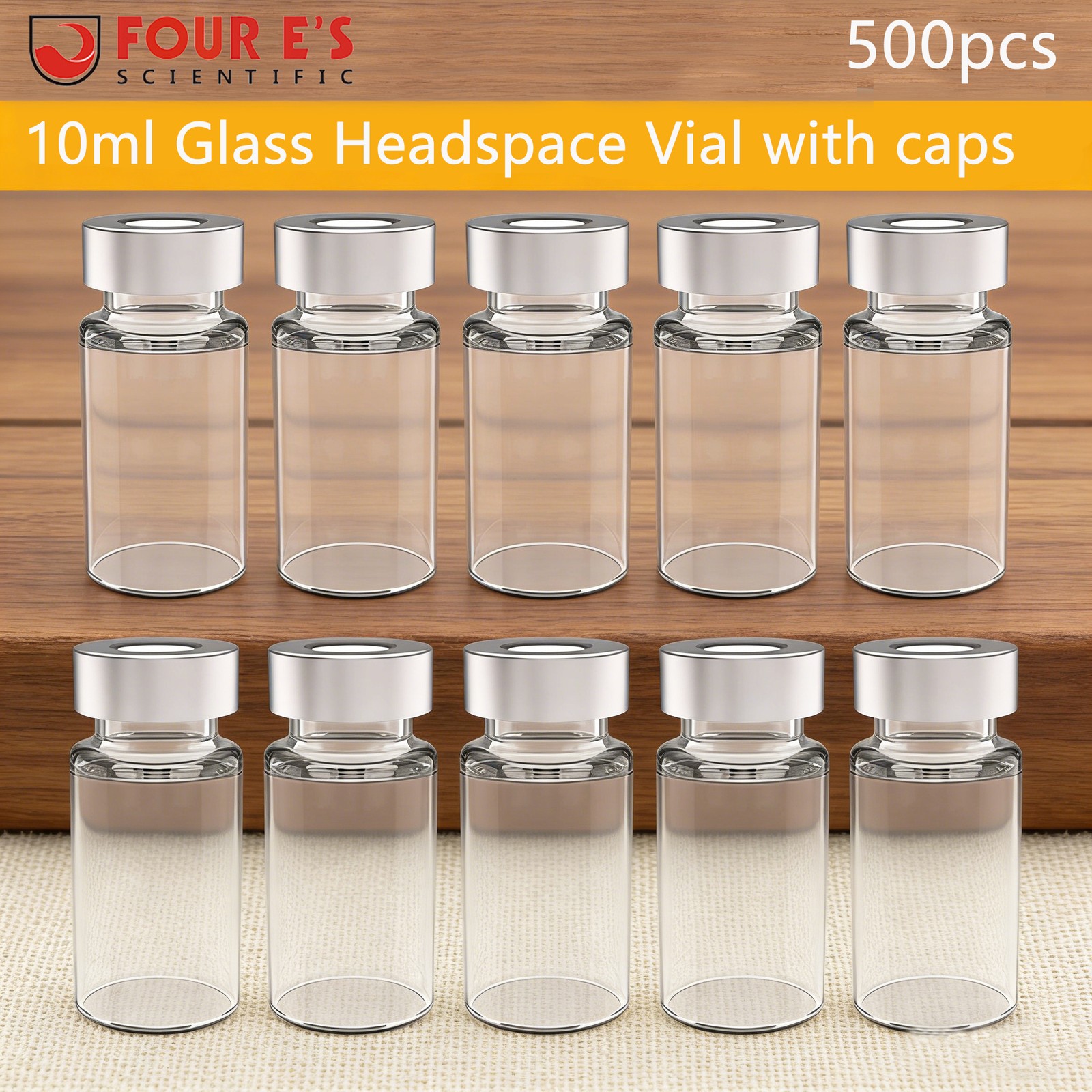 500pcs 10ml Glass Vials Lab vial Sample vial Clear Headspace Vial 20mm Crimp Top